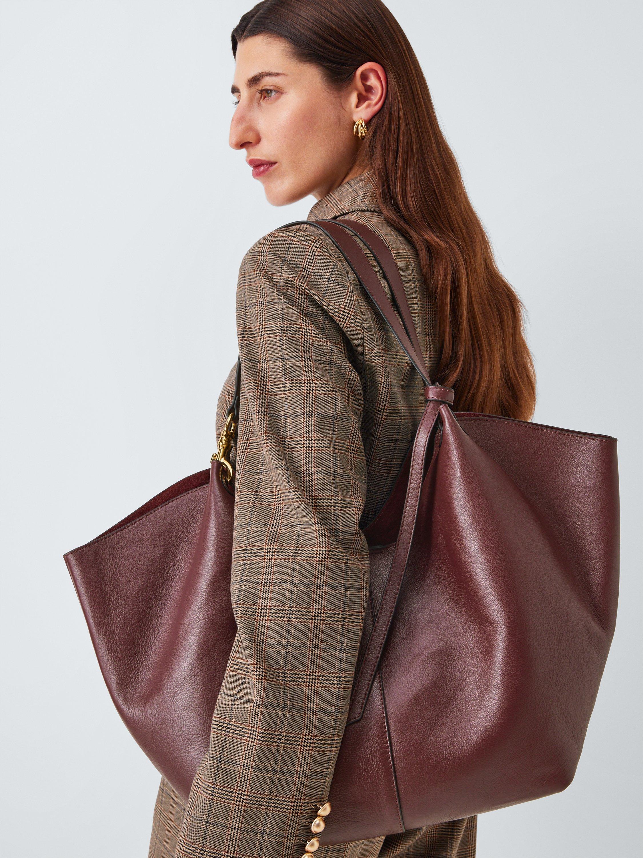 Product image 6 of 6, which shows John Lewis Oversized Leather Tote Bag, Burgundy