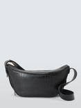 John Lewis Croc Effect Leather Crossbody Sling Bag, Black