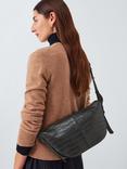 John Lewis Croc Effect Leather Crossbody Sling Bag, Black