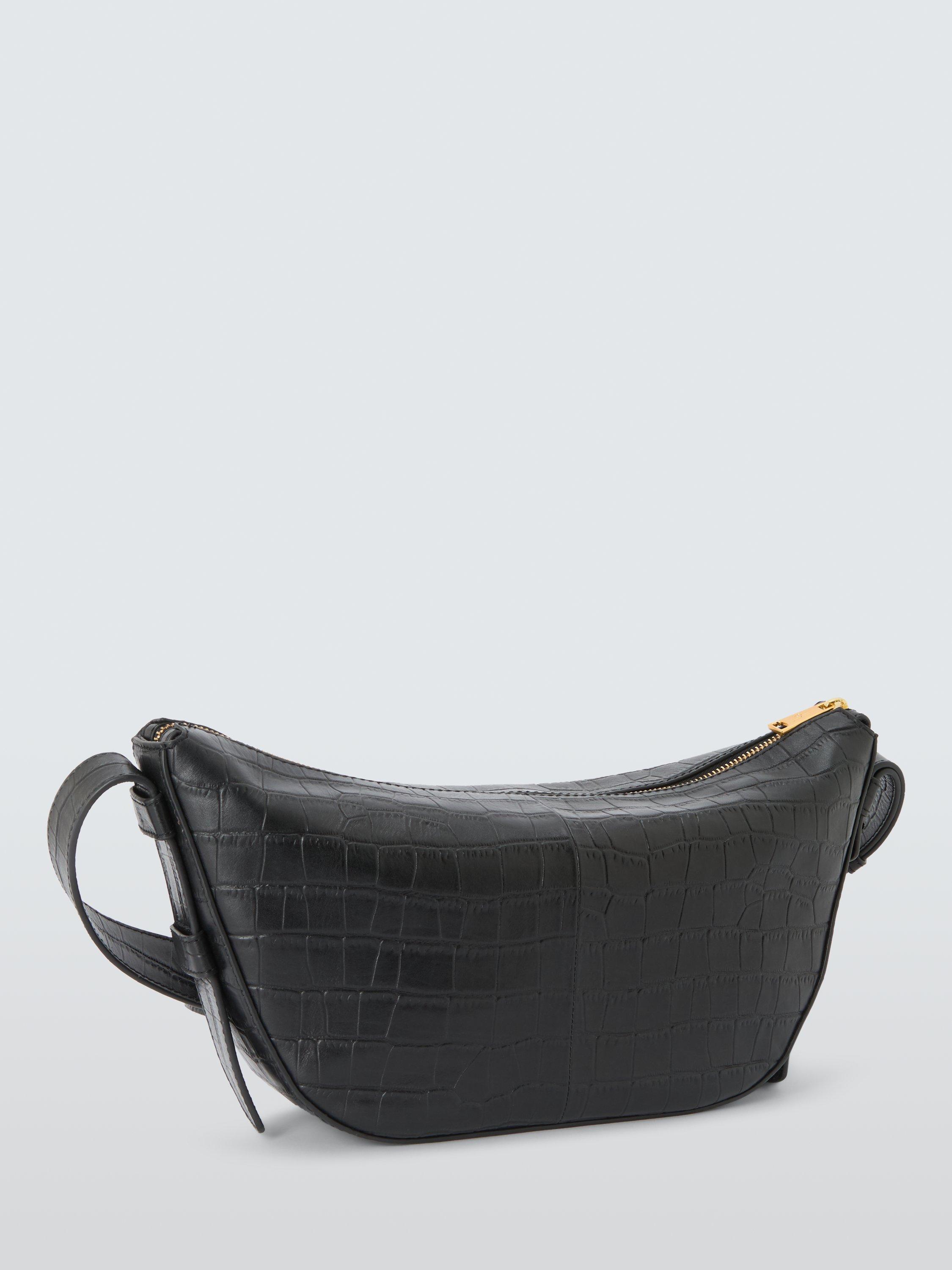 Product image 3 of 6, which shows John Lewis Croc Effect Leather Crossbody Sling Bag, Black