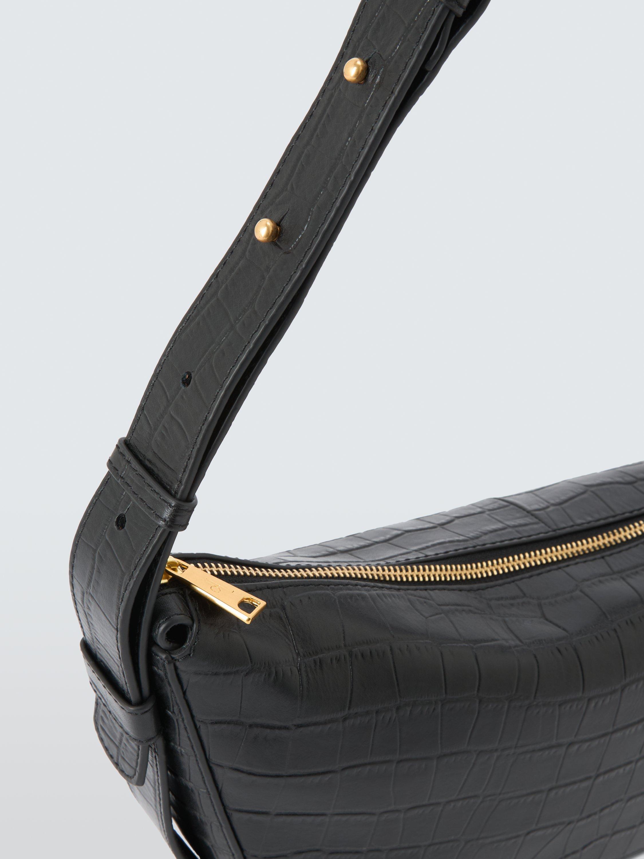 Product image 5 of 6, which shows John Lewis Croc Effect Leather Crossbody Sling Bag, Black