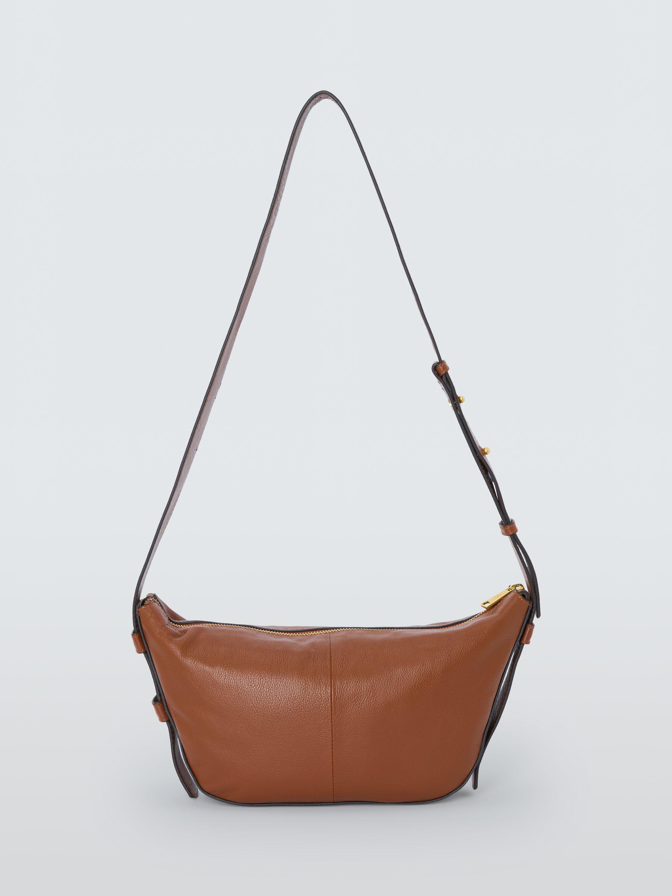 Product image 1 of 6, which shows John Lewis Leather Crossbody Sling Bag, Tan