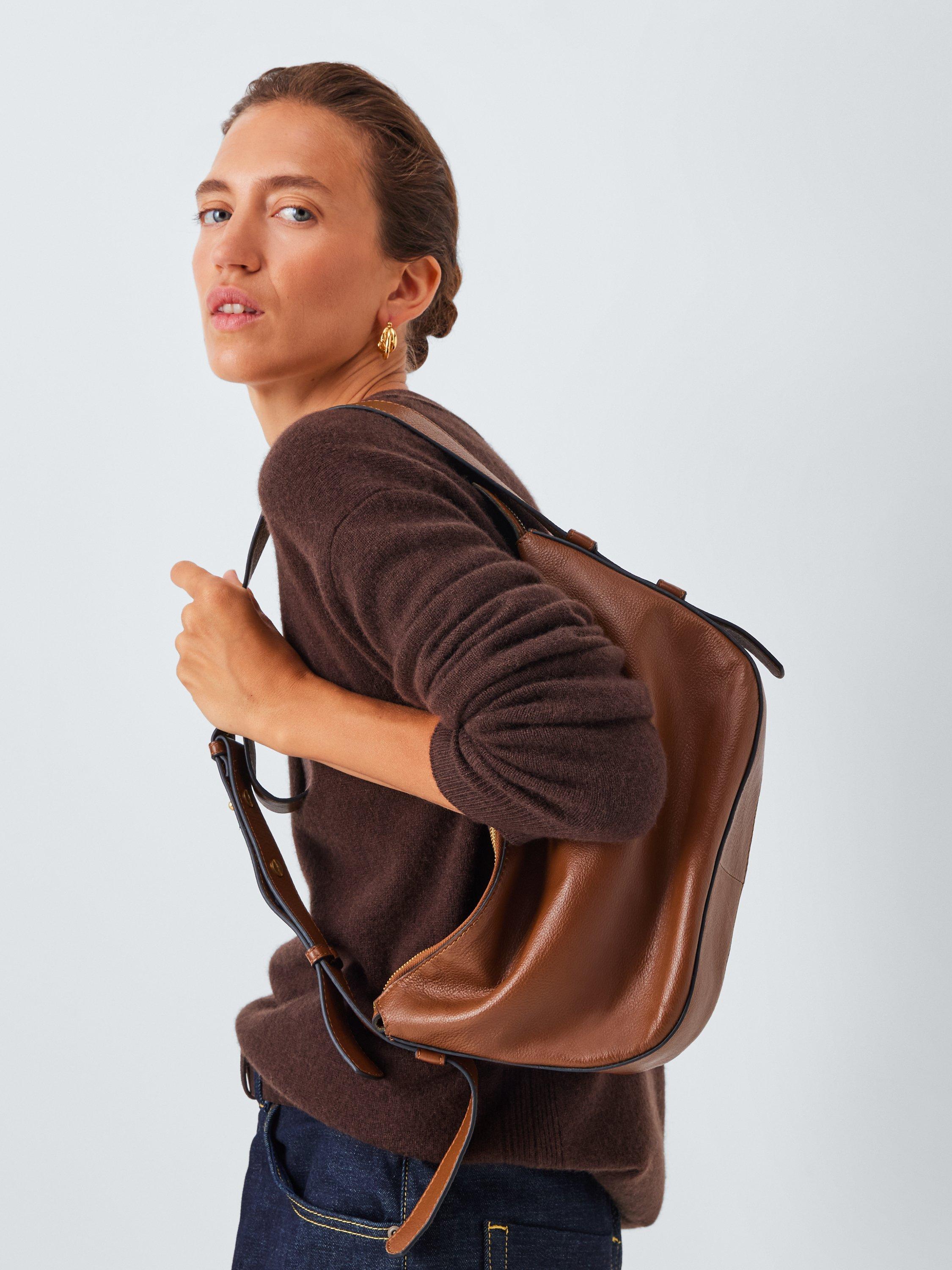 Product image 6 of 6, which shows John Lewis Leather Crossbody Sling Bag, Tan