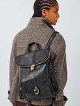 John Lewis Leather Utility Backpack, Black