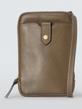 John Lewis Leather Crossbody Phone Bag, Safari Green