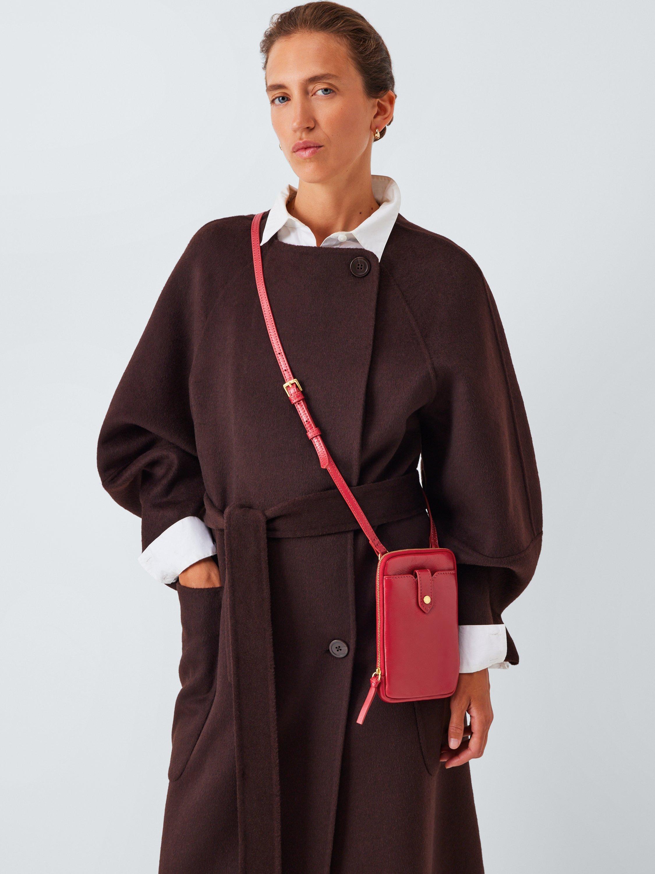 Product image 2 of 6, which shows John Lewis Leather Crossbody Phone Bag, Red