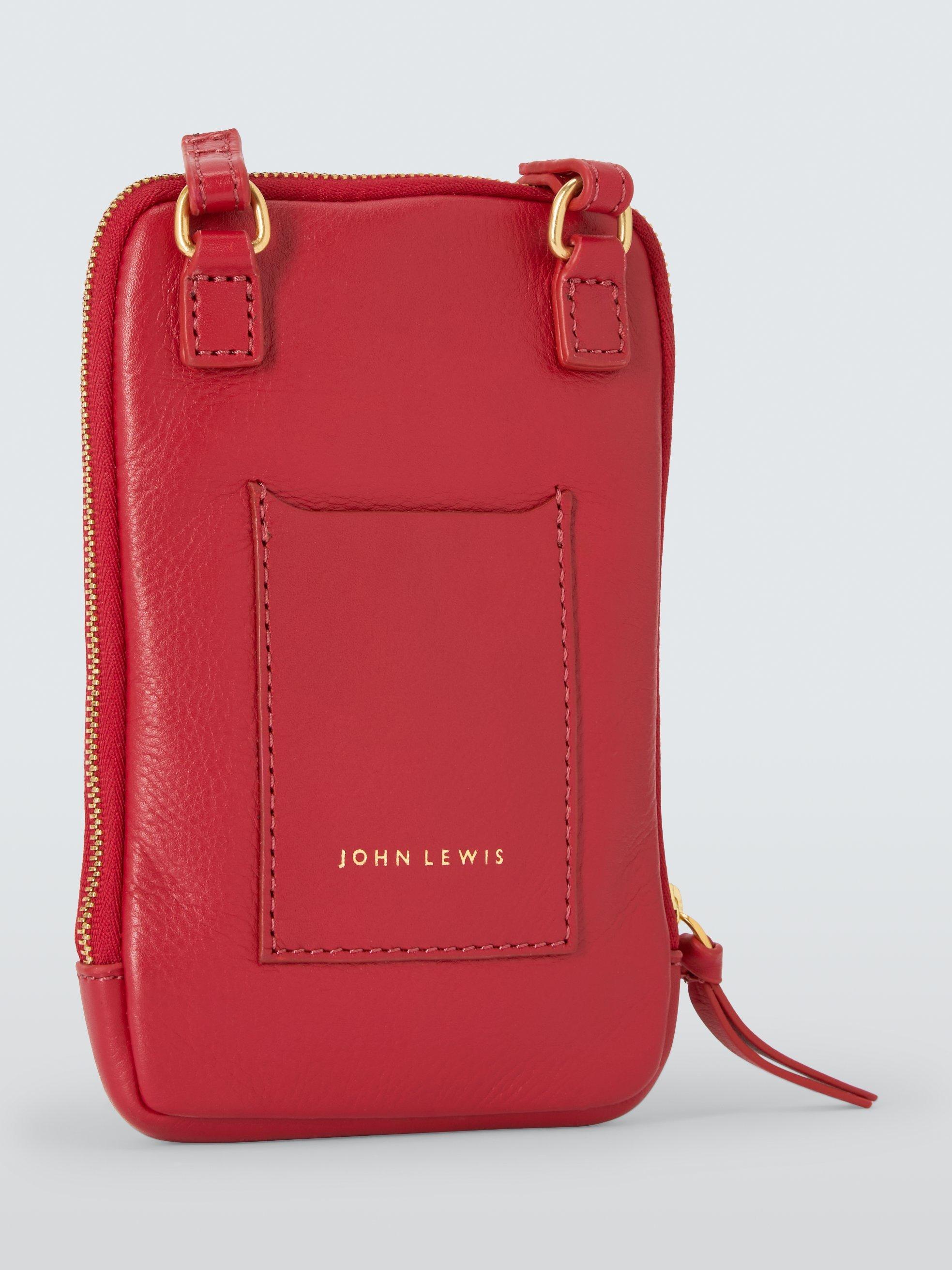 Product image 3 of 6, which shows John Lewis Leather Crossbody Phone Bag, Red