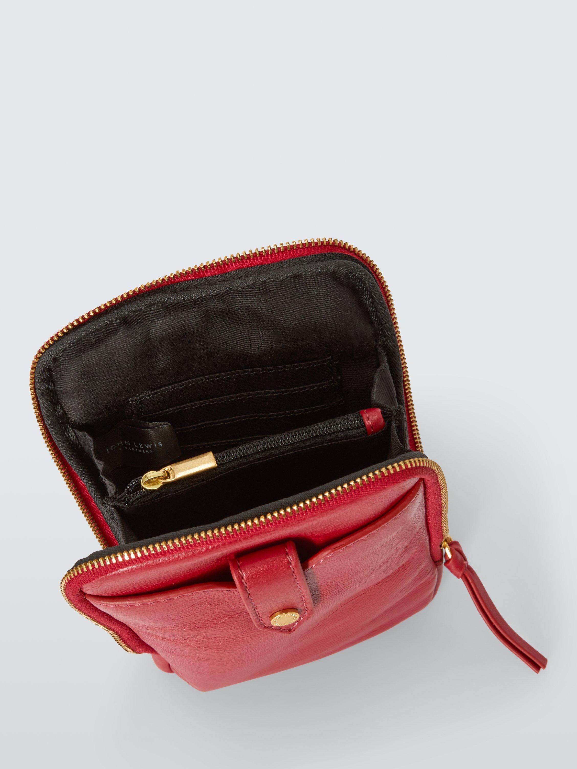 Product image 4 of 6, which shows John Lewis Leather Crossbody Phone Bag, Red