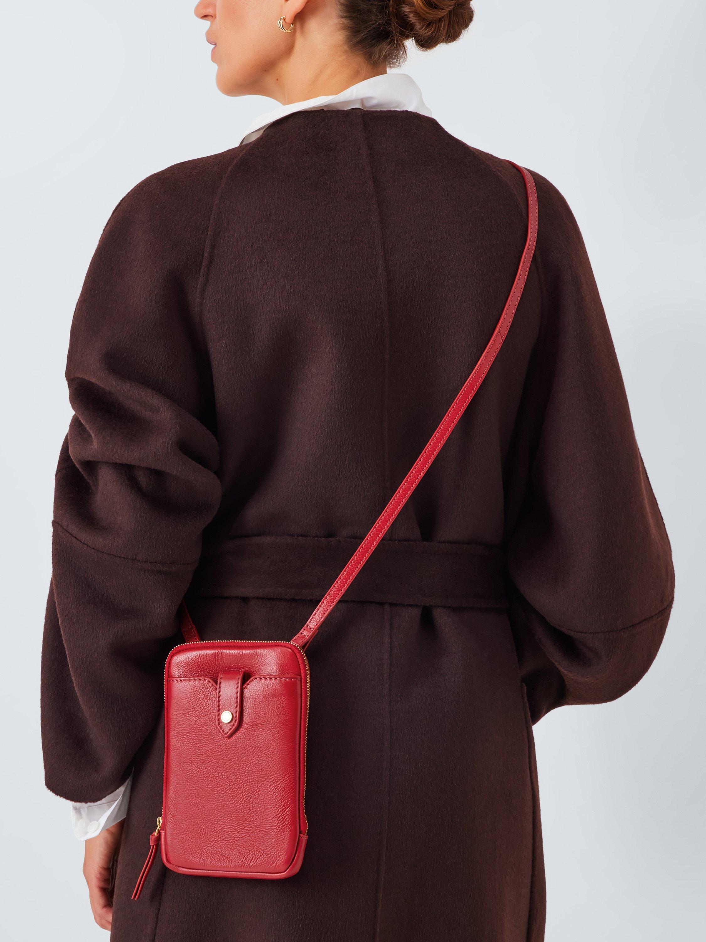 Product image 6 of 6, which shows John Lewis Leather Crossbody Phone Bag, Red