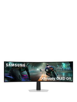 Samsung Odyssey OLED G9 LS49DG912SUXXU Dual QHD Curved Ultrawide Gaming Monitor, 49”, Silver, Silver