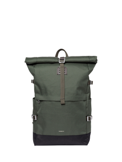 Sandqvist Icon 16" Laptop Rolltop Backpack, 26L, Black, Dark Green