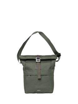 Sandqvist Icon Sacoche Rolltop Crossbody Bag, 5.5L, Black, Dawn Green