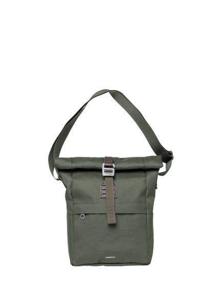 Sandqvist Icon Sacoche Rolltop Crossbody Bag, 5.5L, Black, Dawn Green