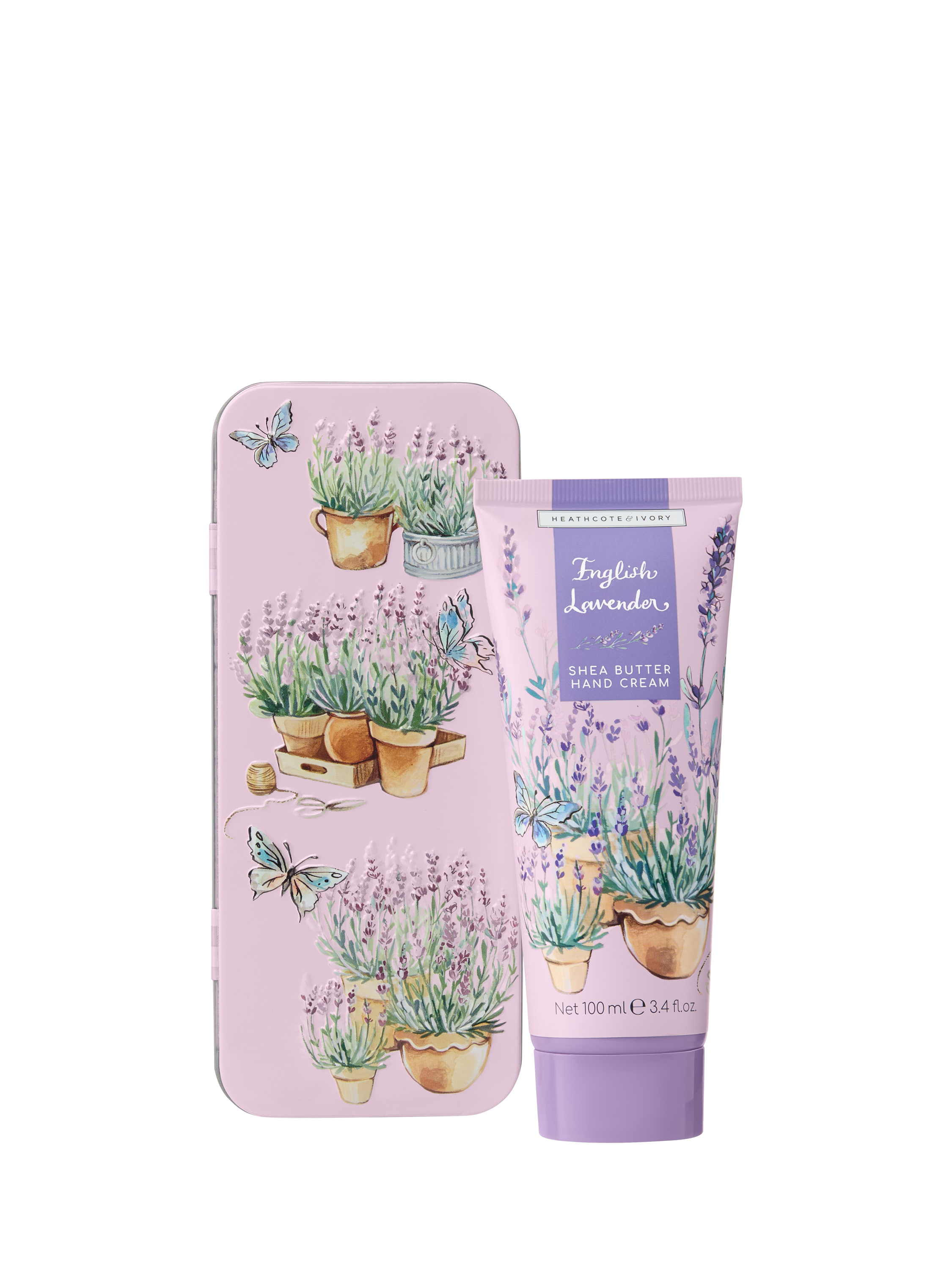 Product image 1 of 8, which shows Heathcote & Ivory English Lavender Hand Cream & Tin Set