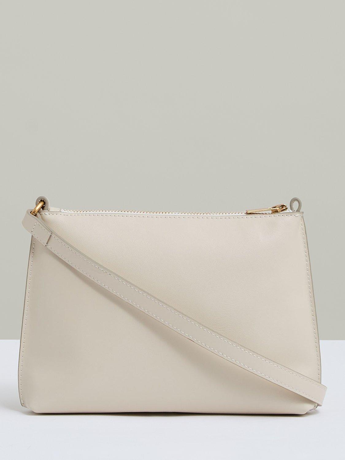 Product image 5 of 5, which shows Reiss Bernice Leather Straw Crossbody Bag, Off White