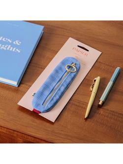Papier Elasticated Pen Pouch, Blue - view 2, Blue