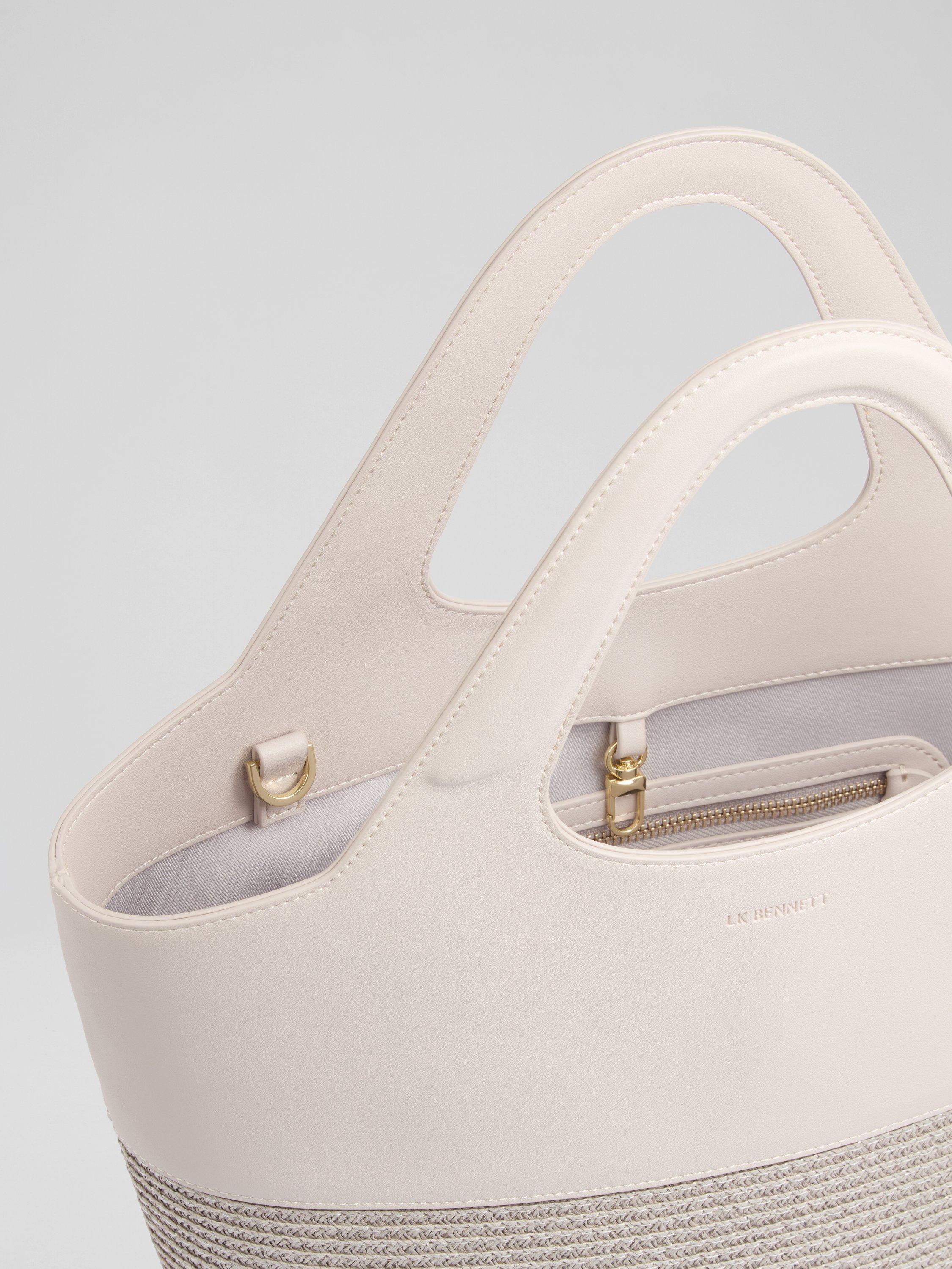 Product image 2 of 2, which shows L.K.Bennett Carly Straw Crossbody Tote Bag, Mushroom