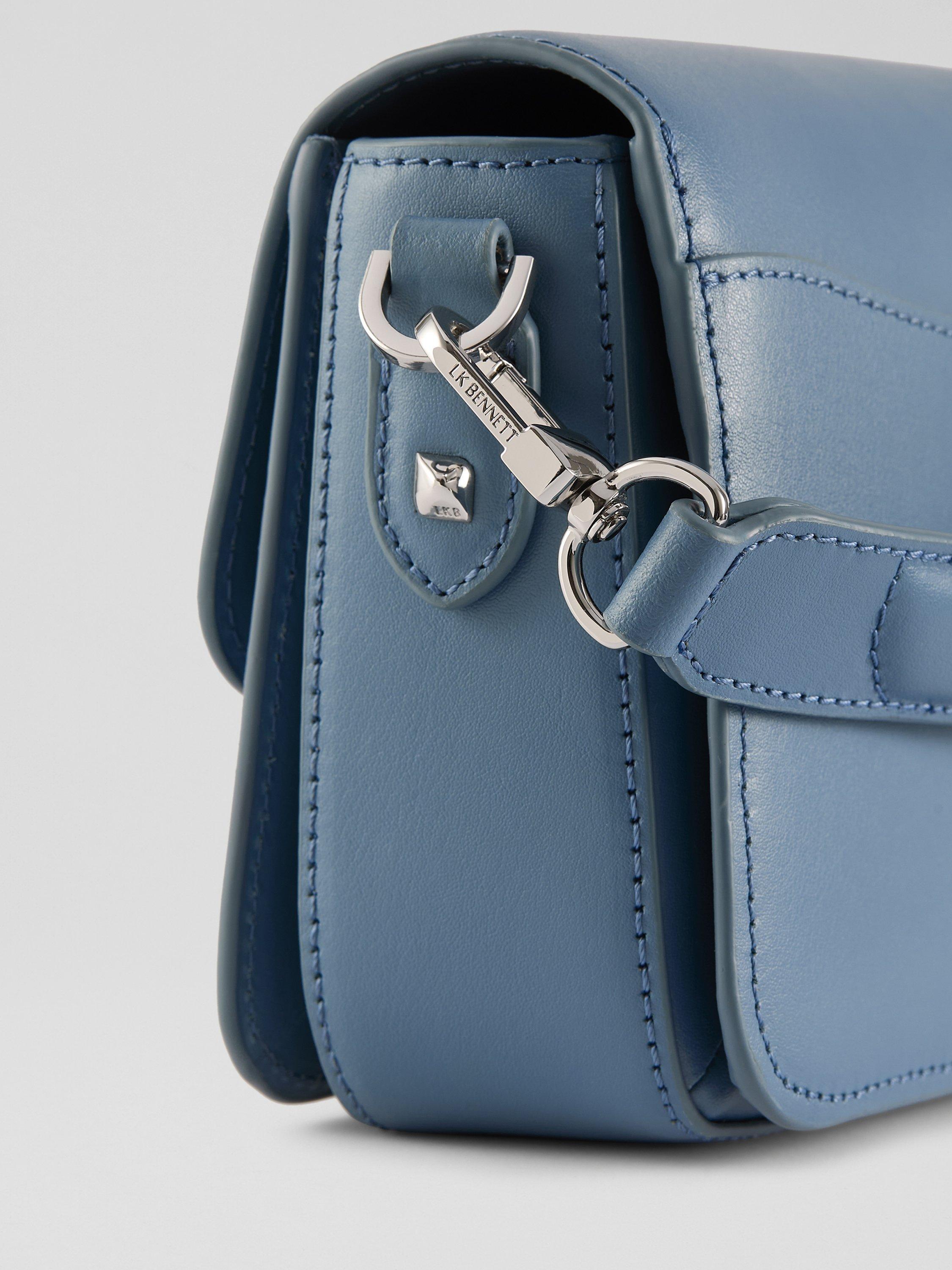 Product image 3 of 4, which shows L.K.Bennett Frankie Leather Crossbody Bag, Smoke Blue