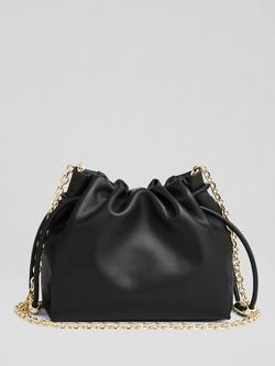L.K.Bennett Kendra Beaded Drawstring Leather Crossbody Bag, Black, Bla-black