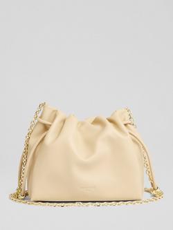 L.K.Bennett Kendra Beaded Drawstring Leather Crossbody Bag, Light Taupe