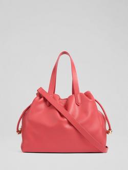 L.K.Bennett Selina Beaded Drawstring Leather Tote Bag, Amber