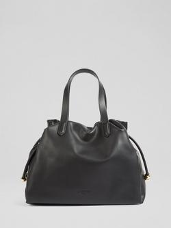 L.K.Bennett Selina Beaded Drawstring Leather Tote Bag, Black