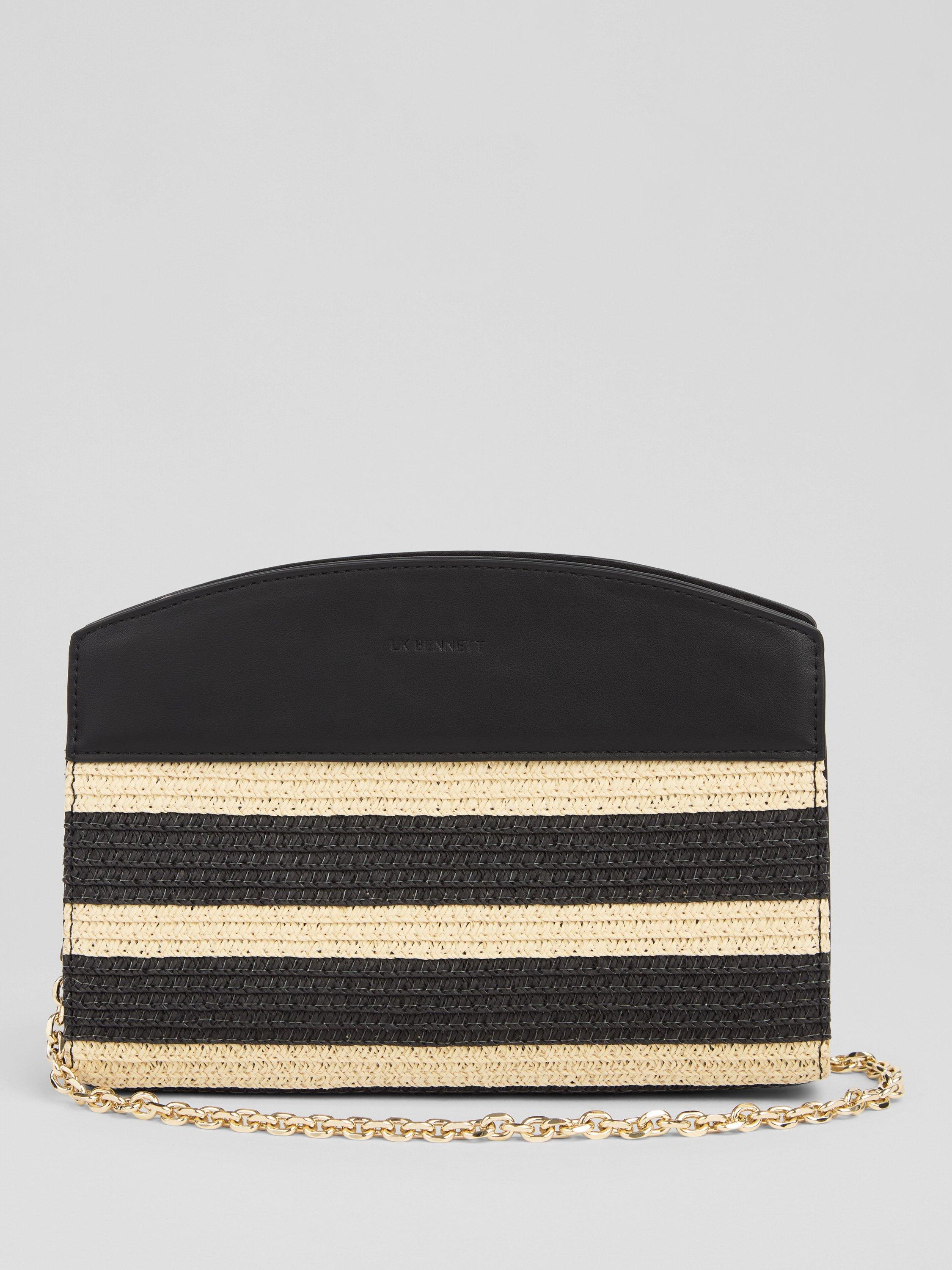 Product image 1 of 3, which shows L.K.Bennett Trinity Paper Cross Body Bag, Natural/Black