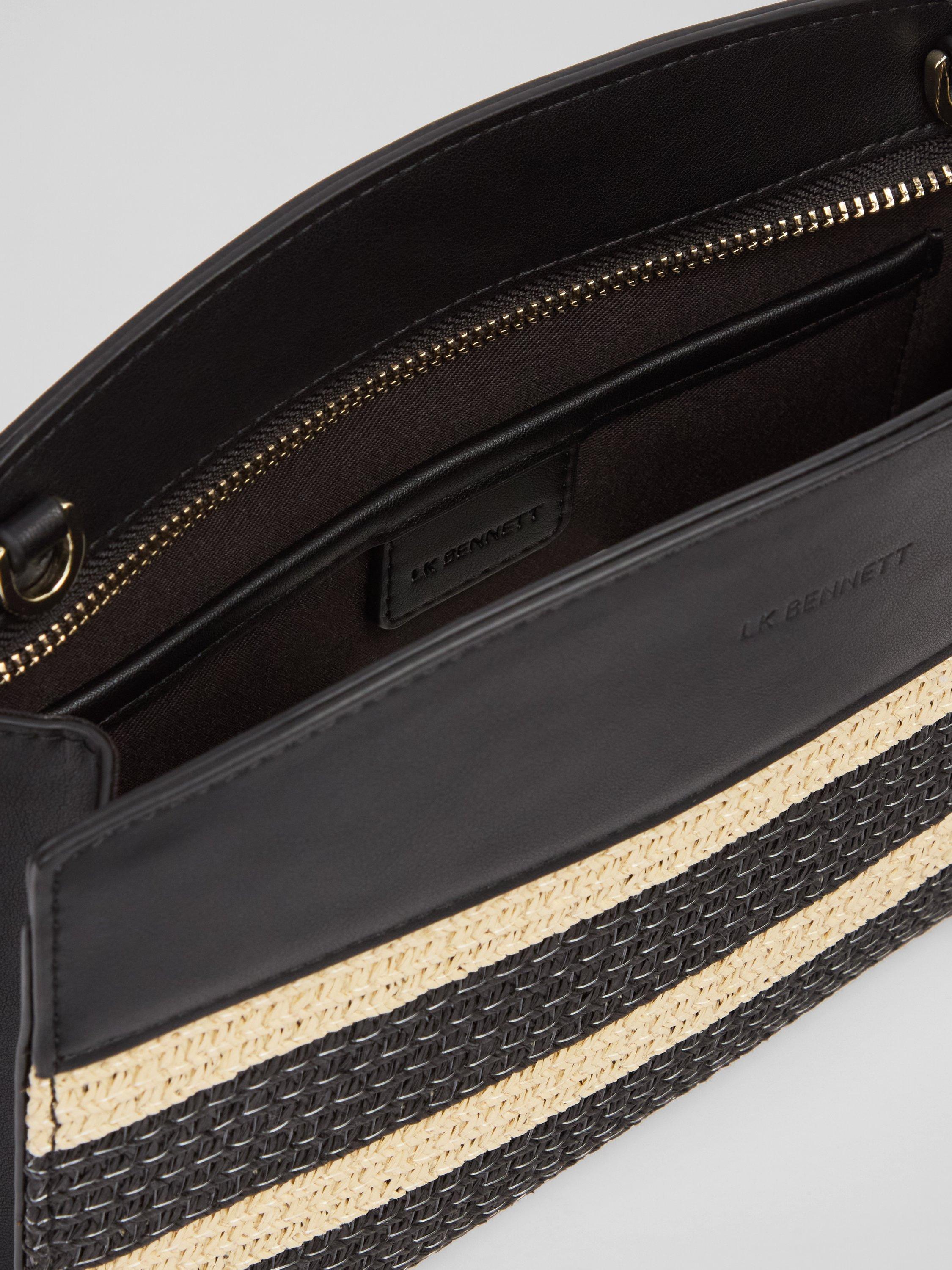 Product image 3 of 3, which shows L.K.Bennett Trinity Paper Cross Body Bag, Natural/Black