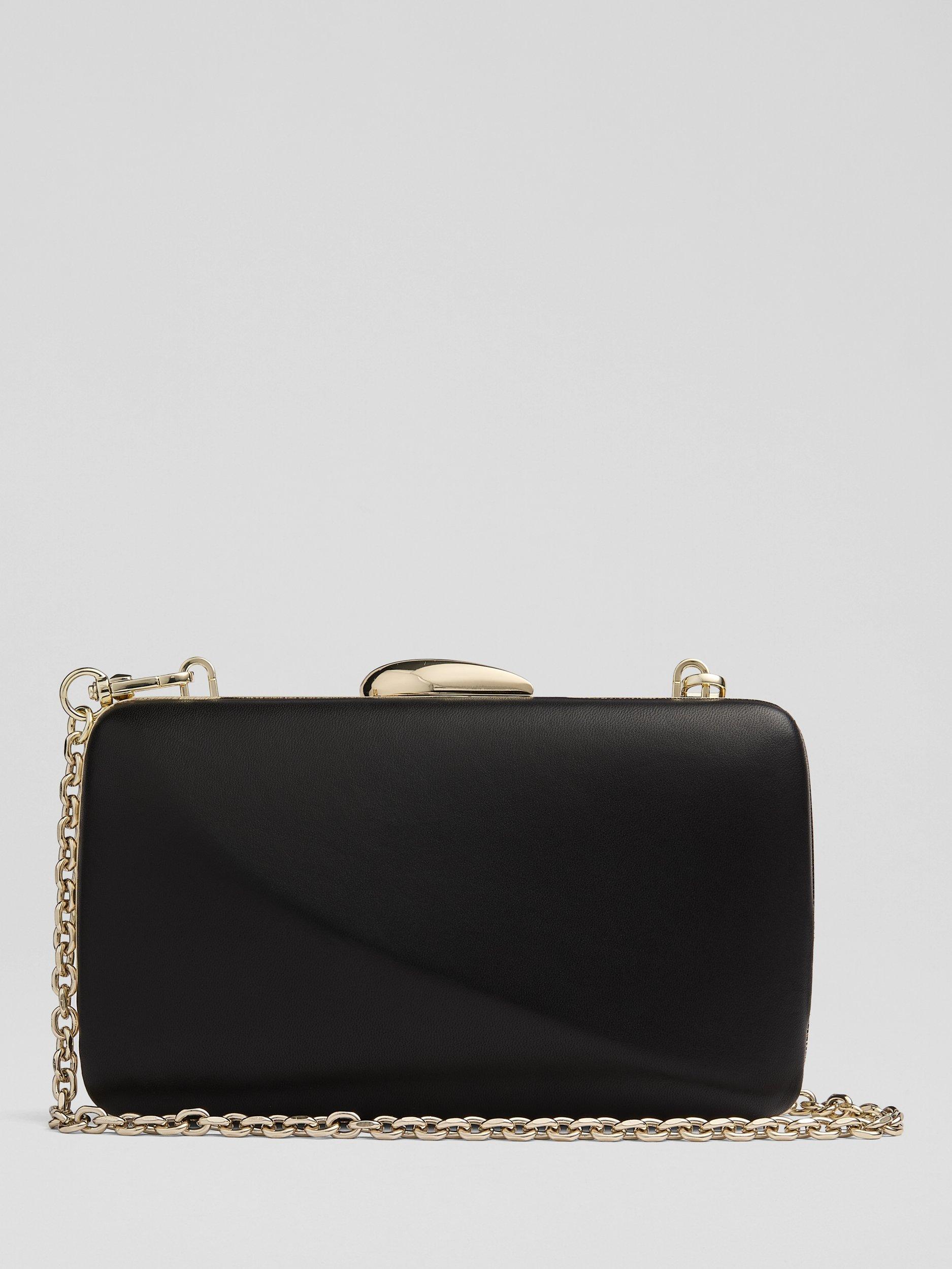 Product image 1 of 3, which shows L.K.Bennett Charlotte Leather Box Clutch Bag, Black