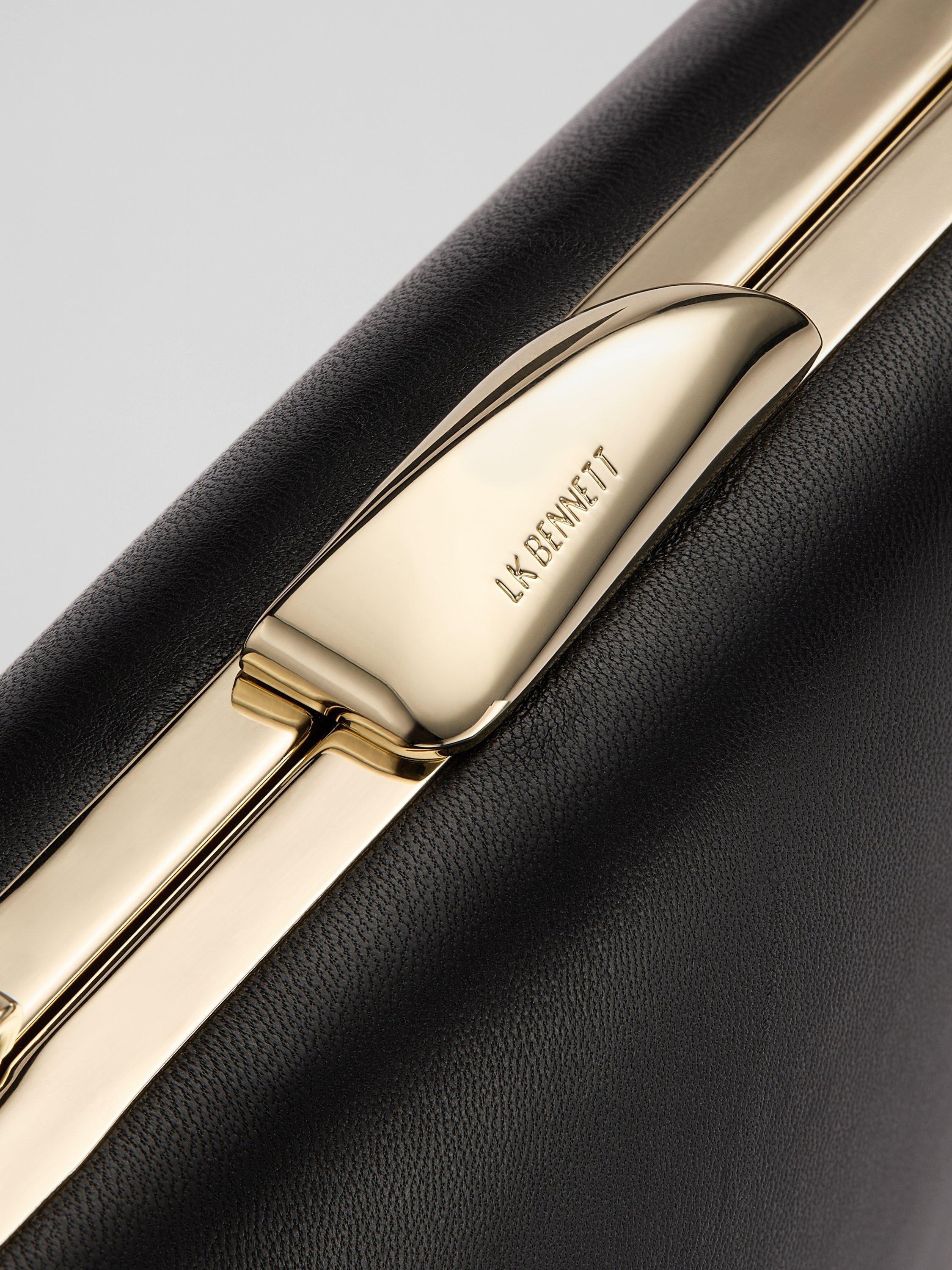 Product image 3 of 3, which shows L.K.Bennett Charlotte Leather Box Clutch Bag, Black