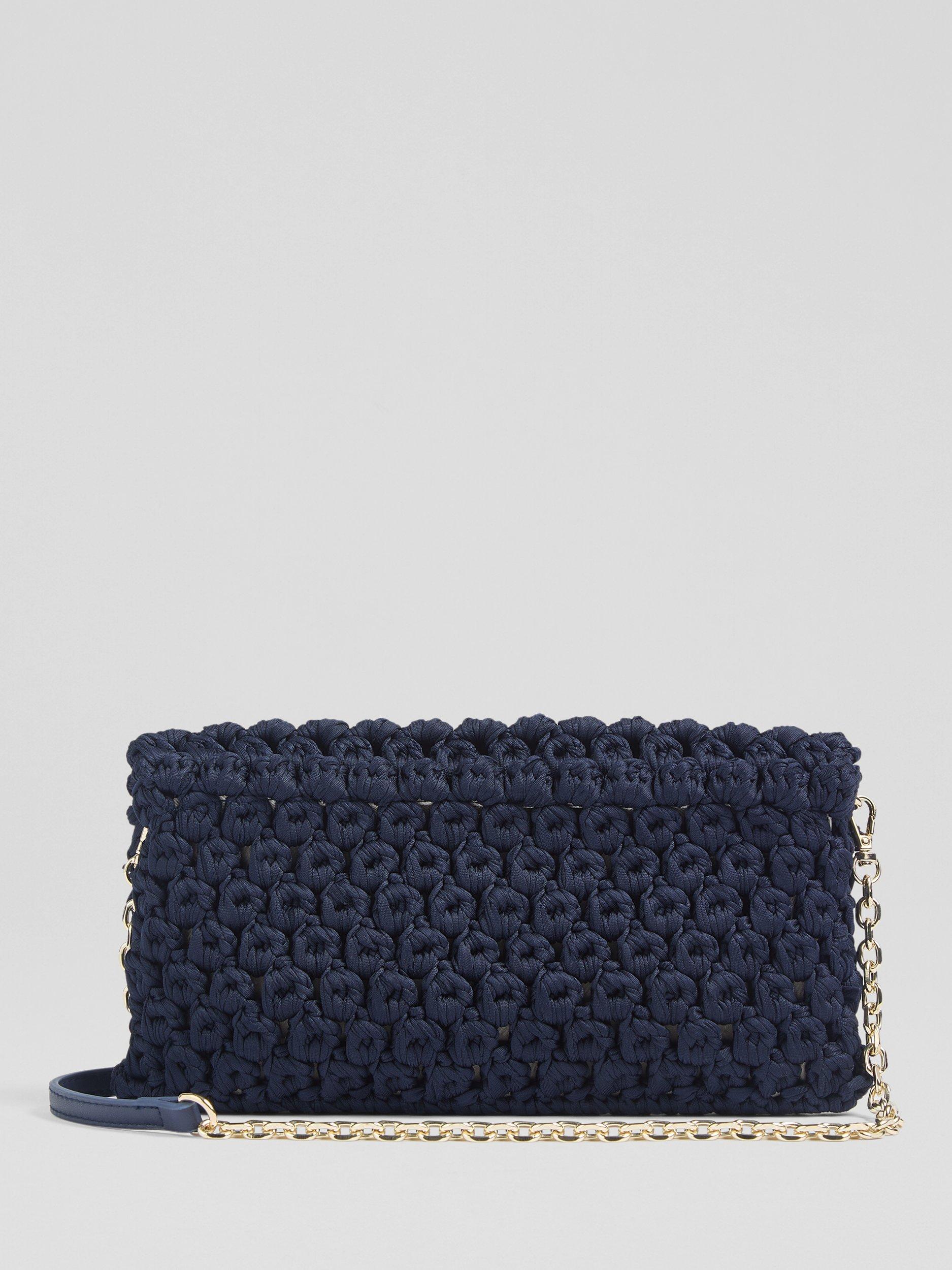 Product image 2 of 3, which shows L.K.Bennett Larna Crochet Clutch Bag, Navy