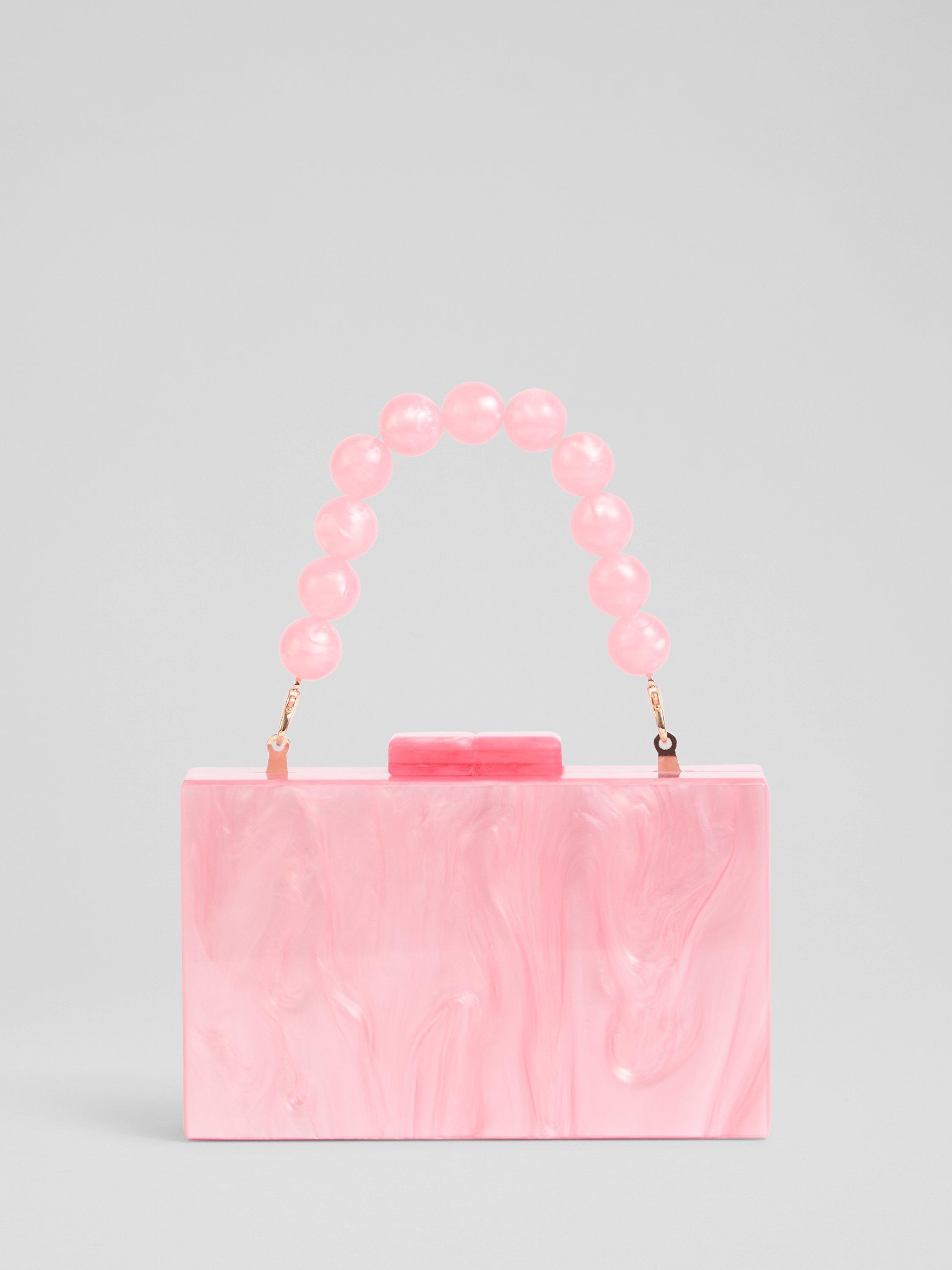 Product image 1 of 3, which shows L.K.Bennett Maeve Acrylic Resin Box Clutch Bag, Pink