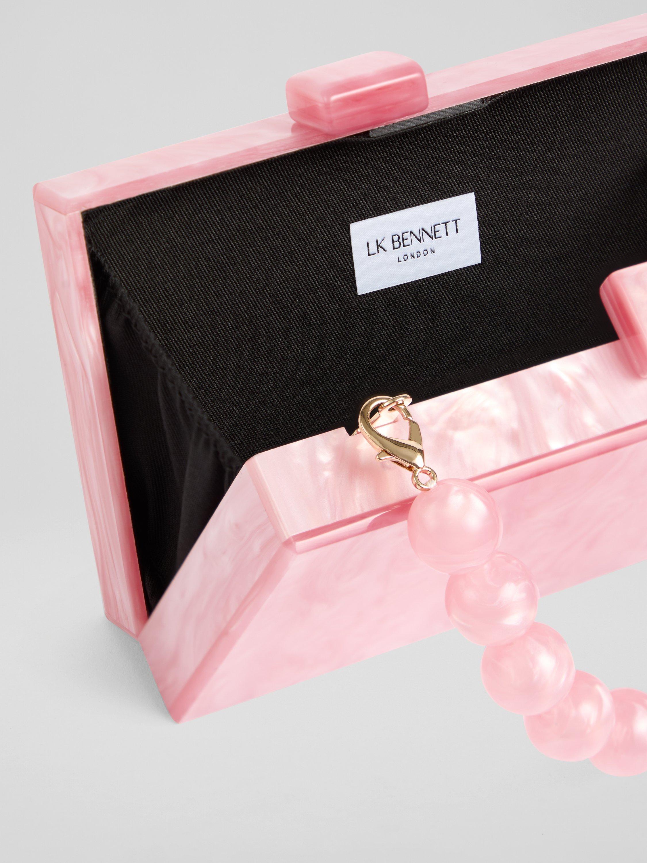 Product image 3 of 3, which shows L.K.Bennett Maeve Acrylic Resin Box Clutch Bag, Pink