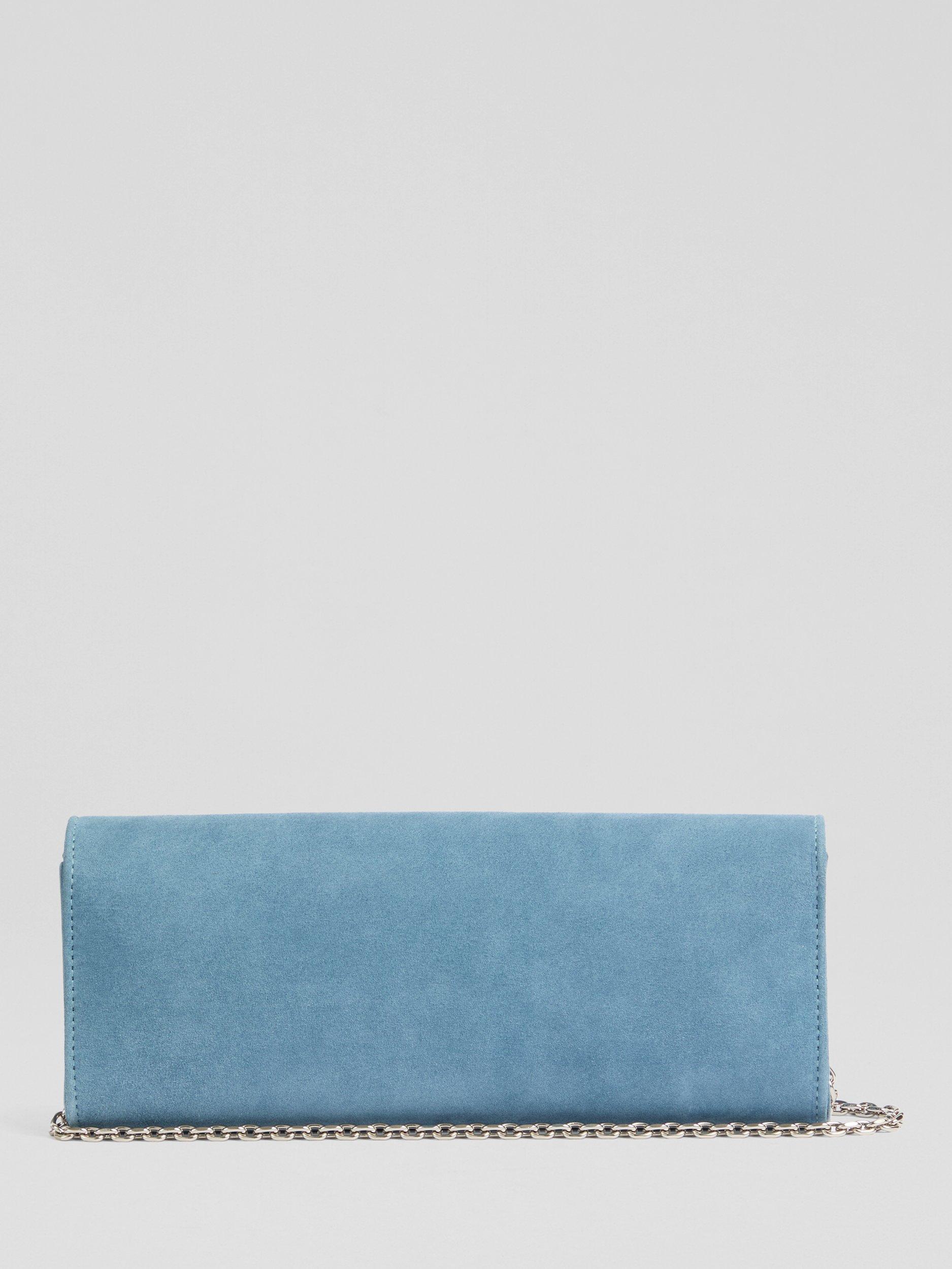 Product image 2 of 3, which shows L.K.Bennett Daisy Suede Cluch Bag, Powder Blue