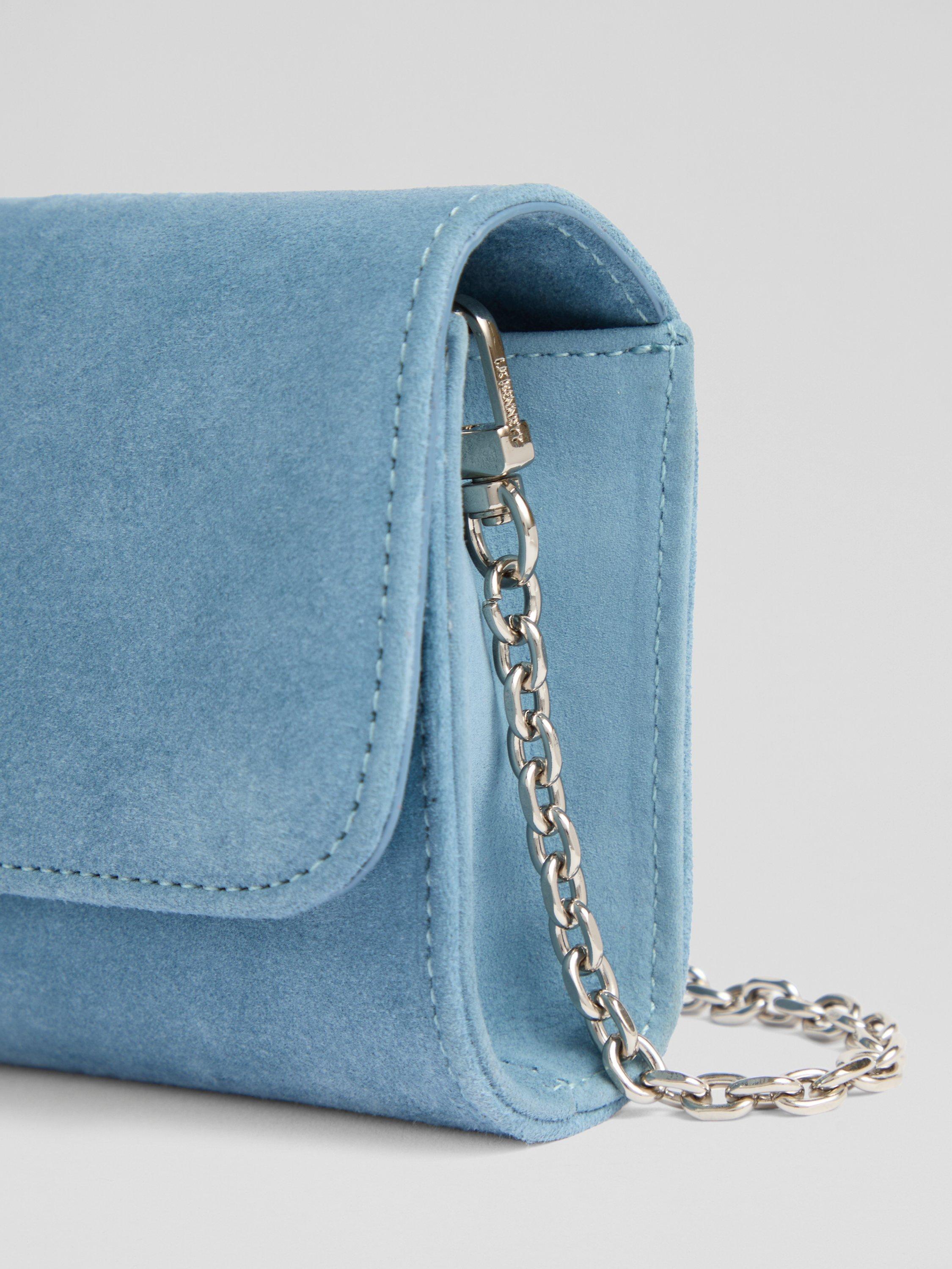 Product image 3 of 3, which shows L.K.Bennett Daisy Suede Cluch Bag, Powder Blue