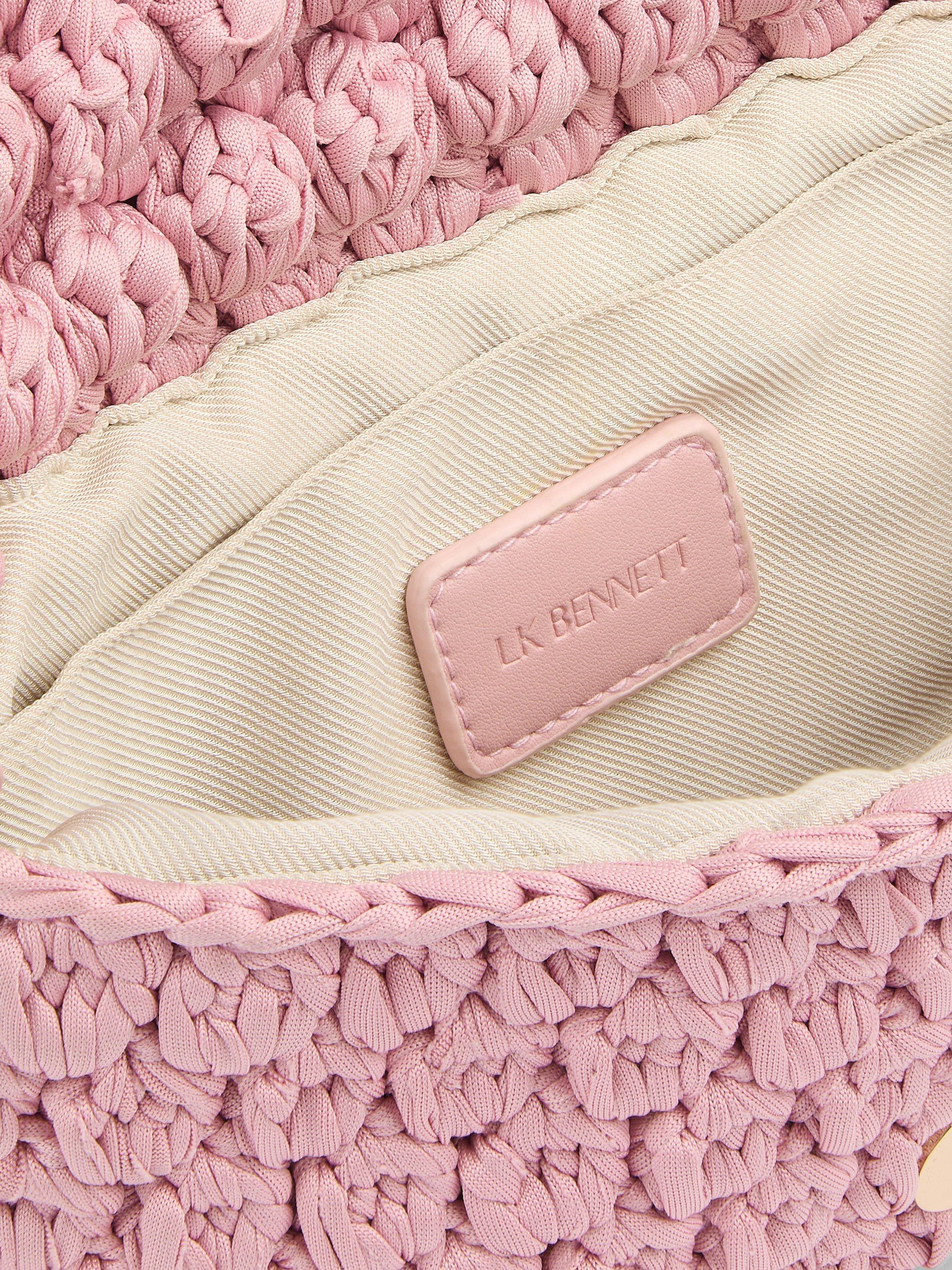 Product image 3 of 3, which shows L.K.Bennett Larna Crochet Clutch Bag, Pink