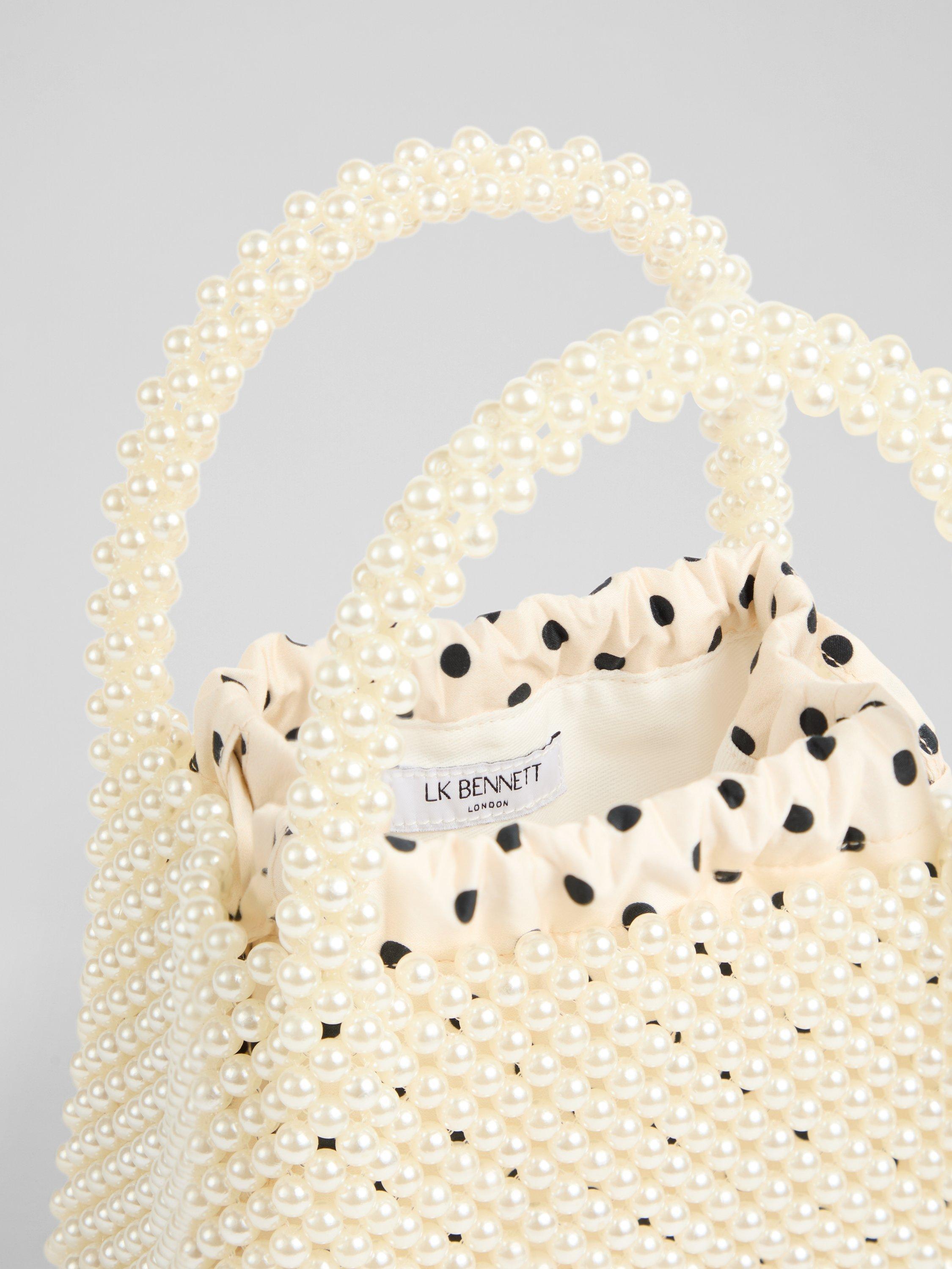 Product image 2 of 3, which shows L.K.Bennett Pearl Mini Tote Clutch Bag, White/Cream