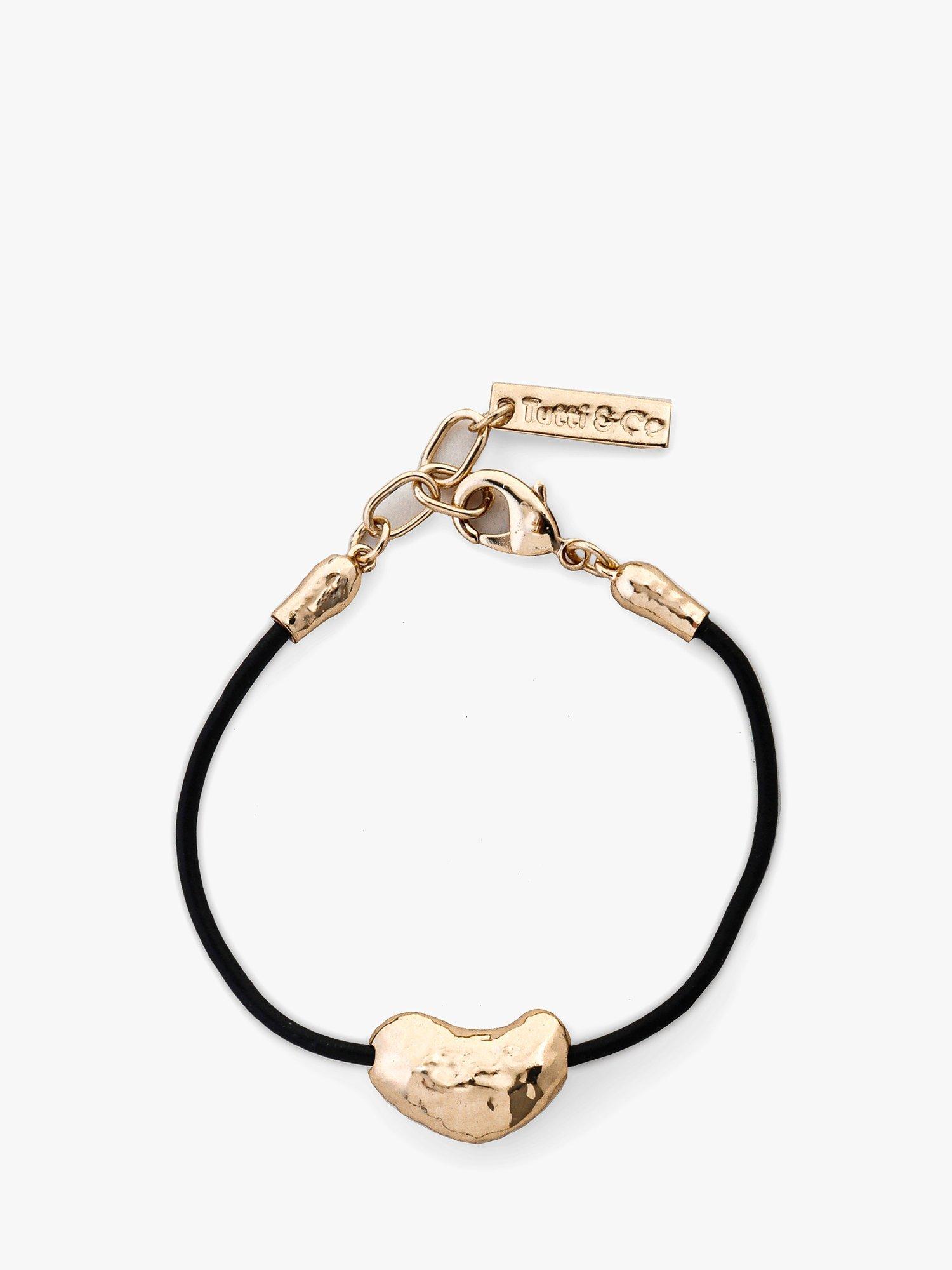 Product image 1 of 5, which shows Tutti & Co Soul Collection Pillow Heart Leather Bracelet, Gold