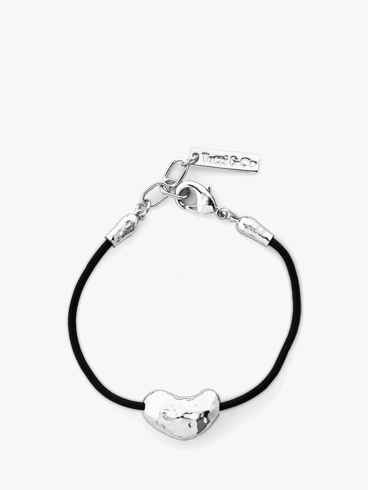 Product image 1 of 5, which shows Tutti & Co Soul Collection Pillow Heart Leather Bracelet, Silver