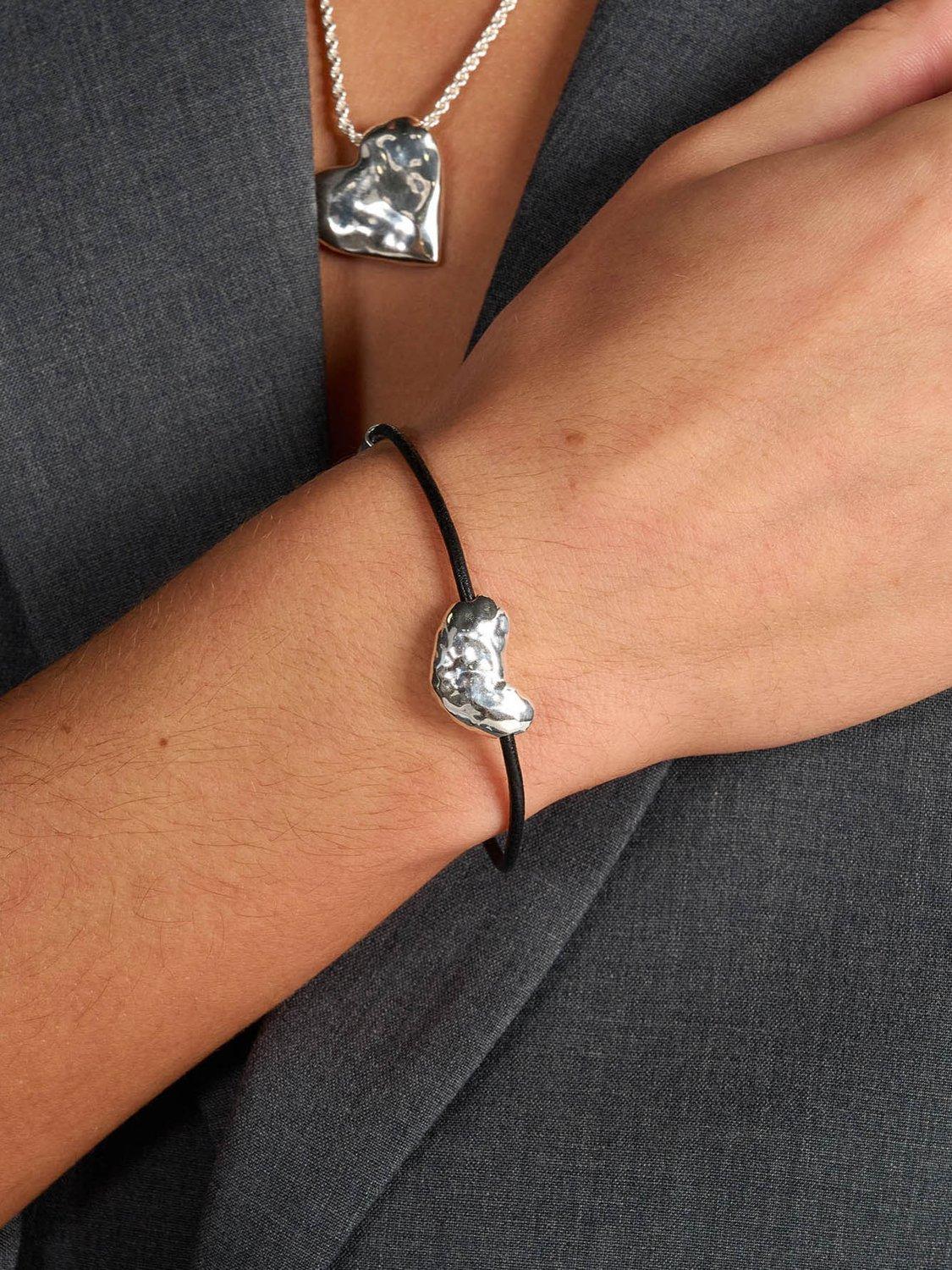 Product image 2 of 5, which shows Tutti & Co Soul Collection Pillow Heart Leather Bracelet, Silver