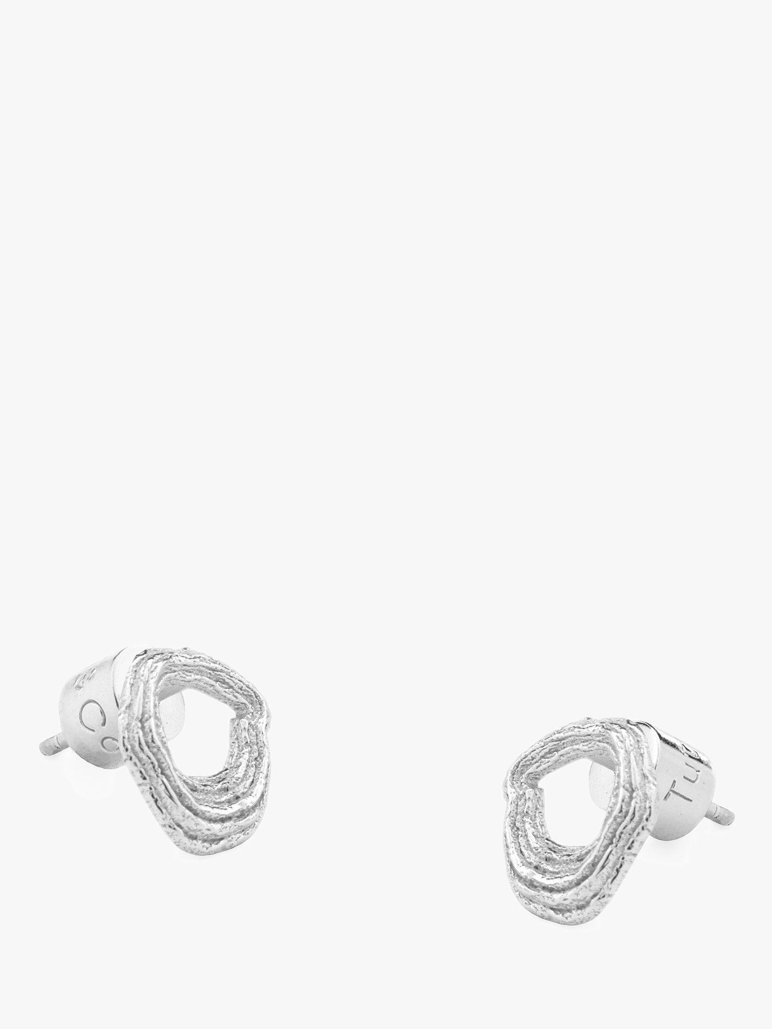 Product image 1 of 3, which shows Tutti & Co Drift Organic Textured Stud Earrings, Silver