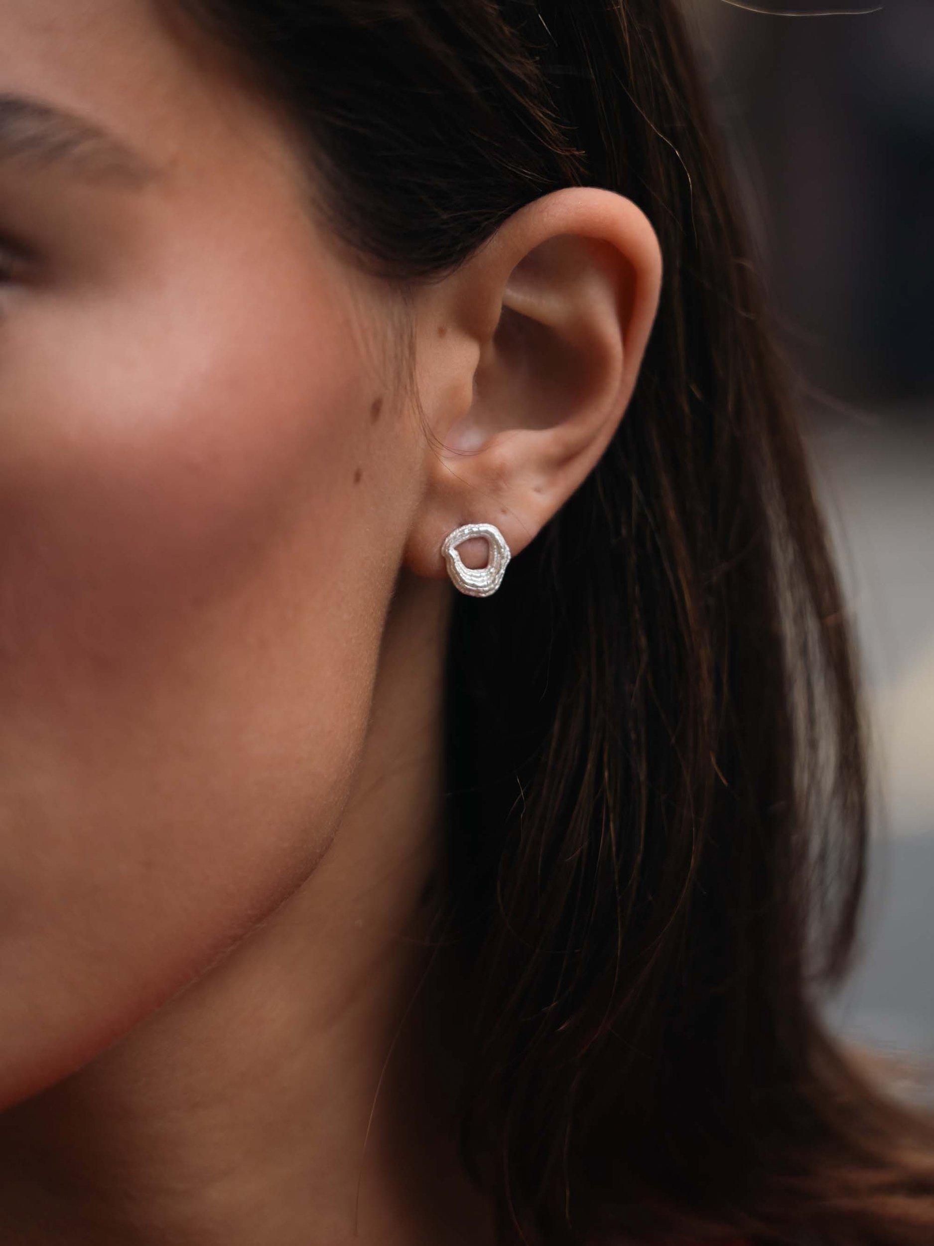 Product image 2 of 3, which shows Tutti & Co Drift Organic Textured Stud Earrings, Silver