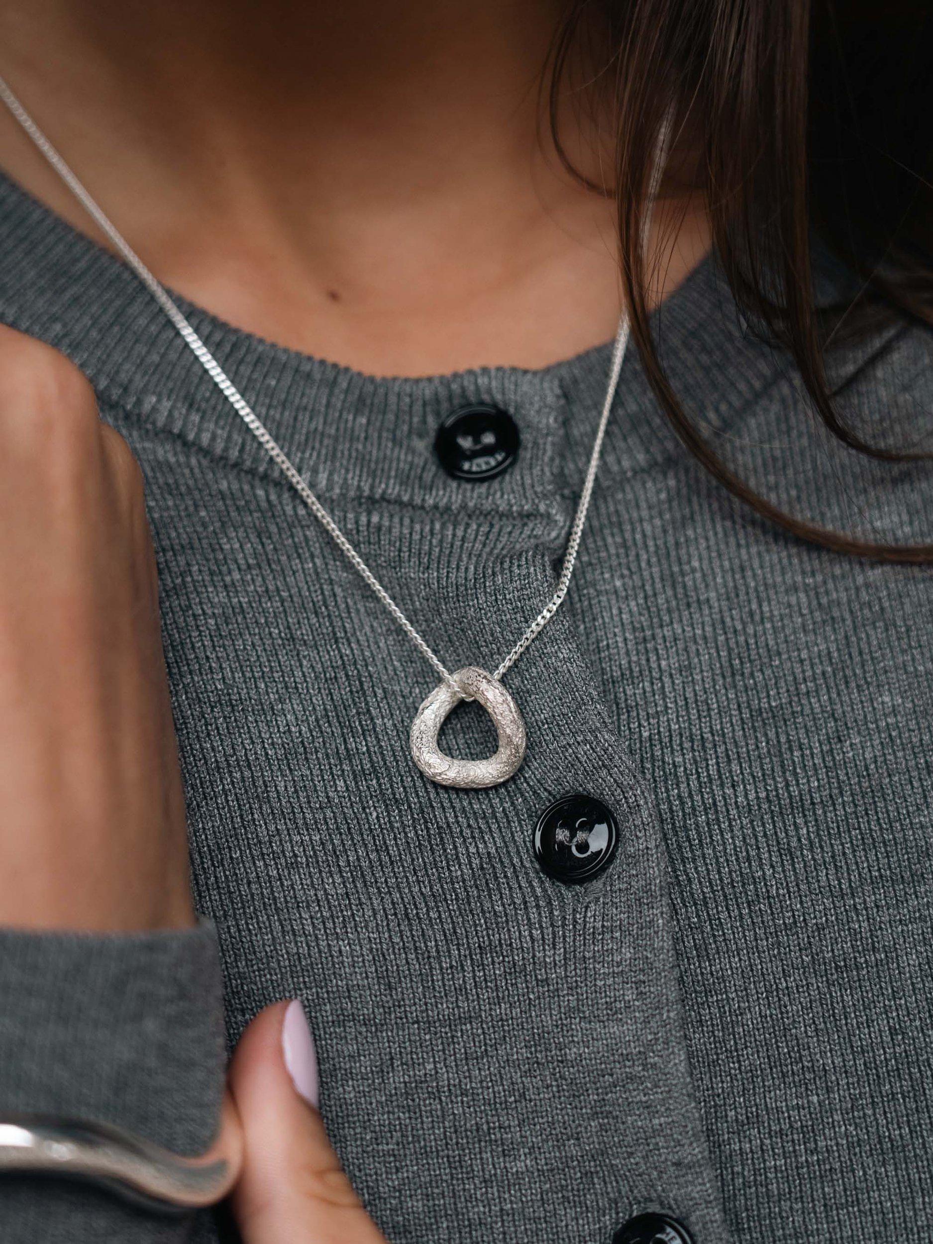 Product image 2 of 3, which shows Tutti & Co Shadow Textured Pendant Necklace, Silver
