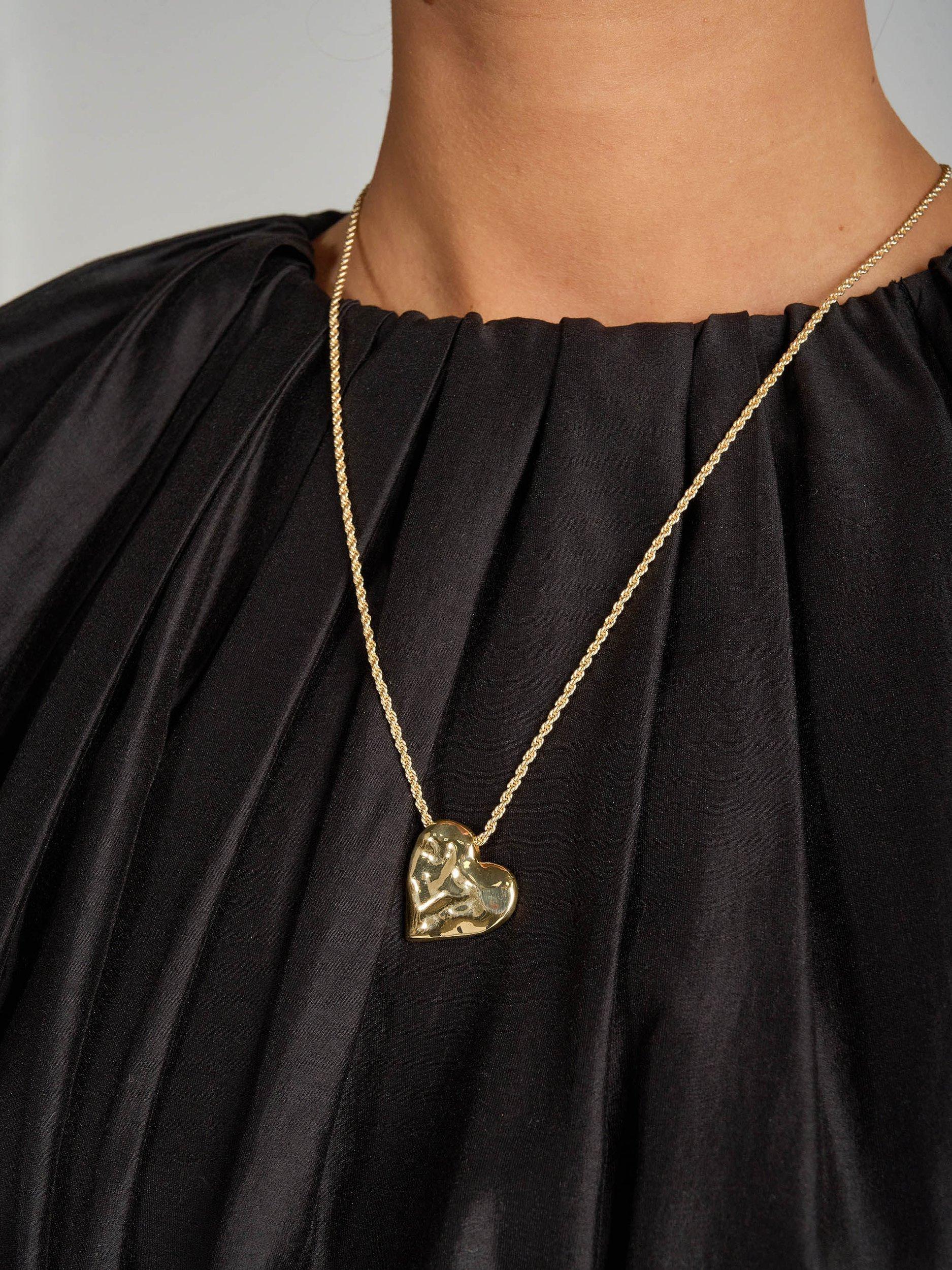 Product image 2 of 5, which shows Tutti & Co Scrunched Heart Pendant Necklace, Gold