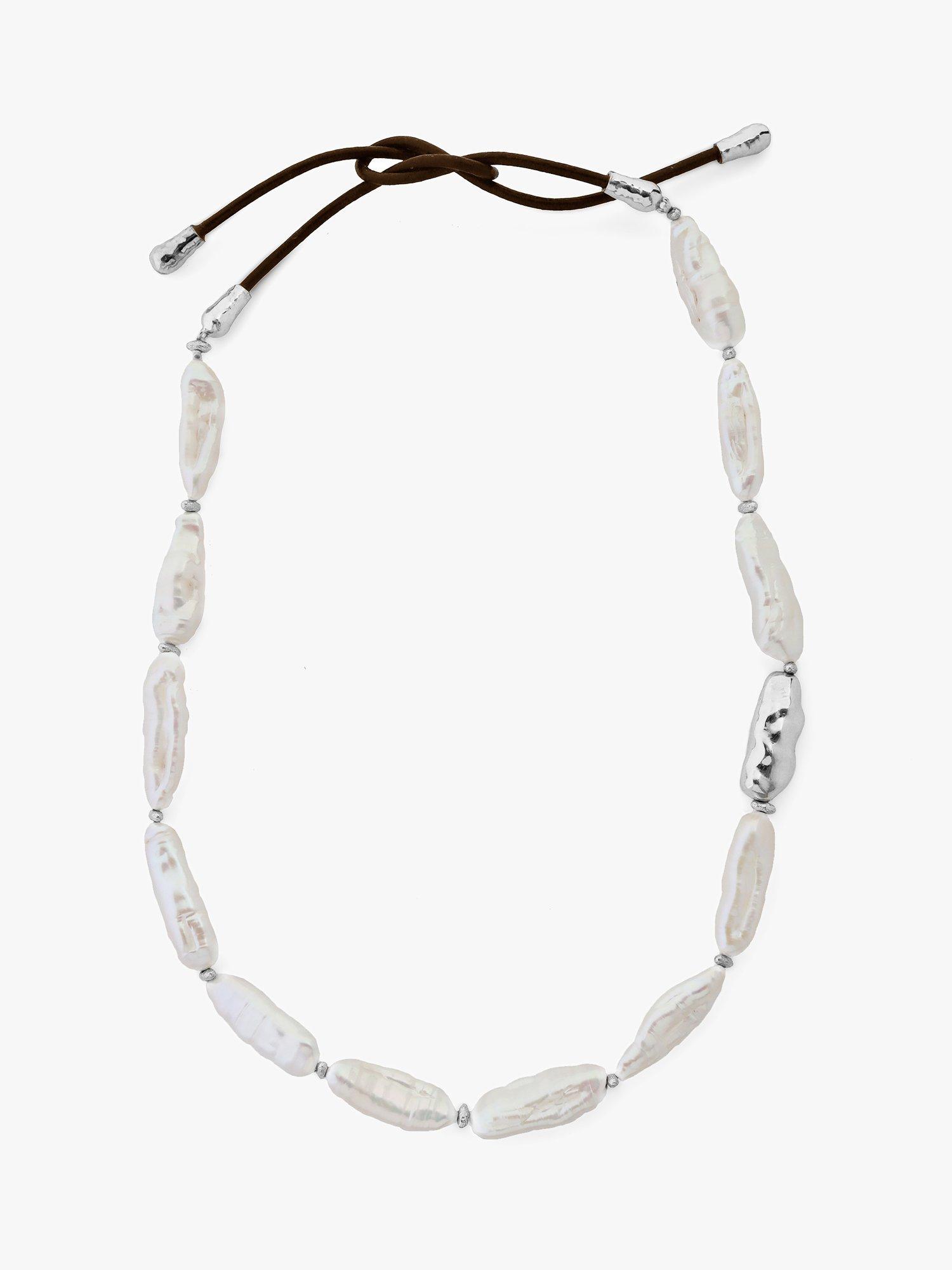 Product image 1 of 7, which shows Tutti & Co Baroque Freshwater Pearl Necklace, Silver