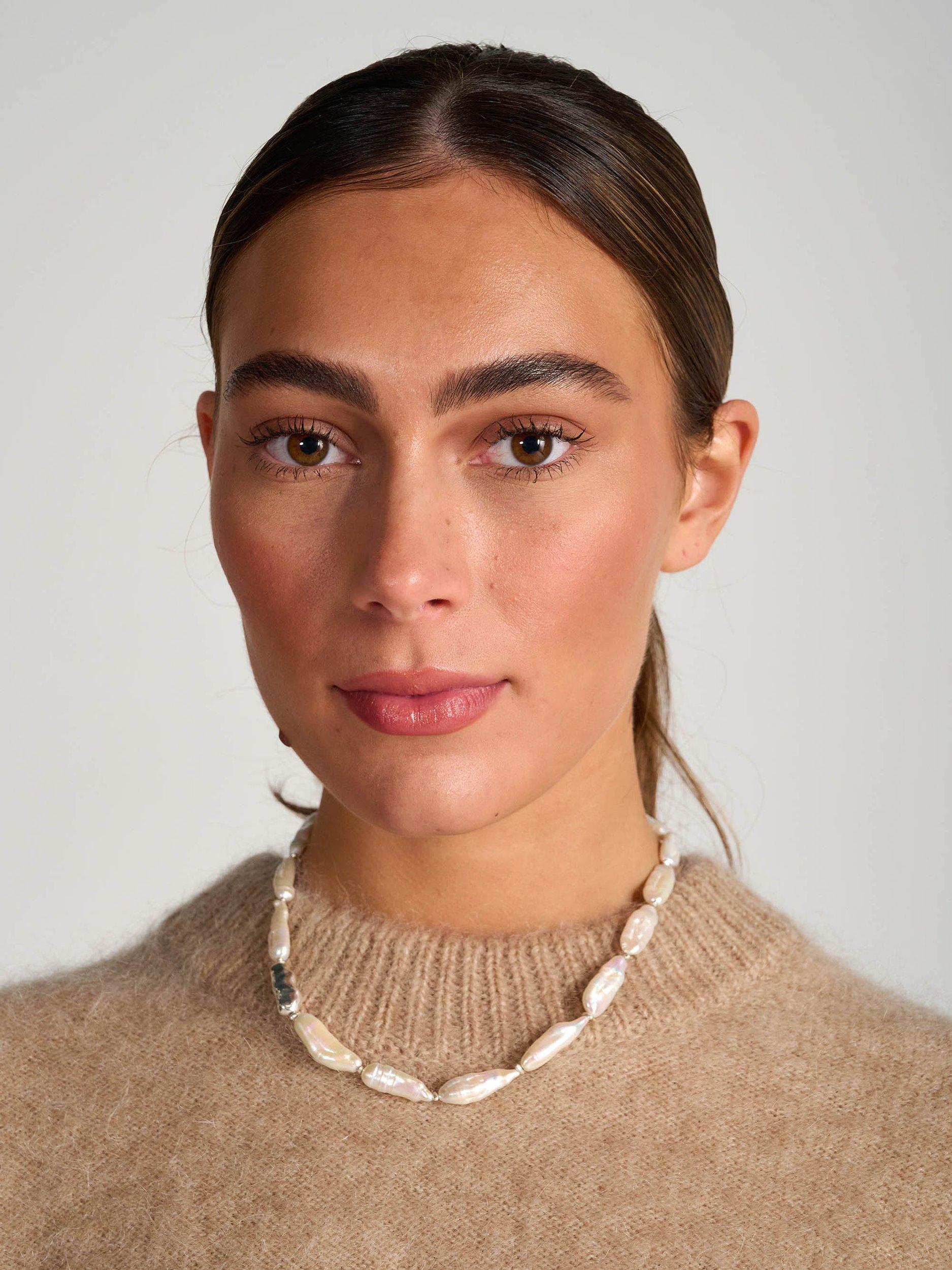 Product image 6 of 7, which shows Tutti & Co Baroque Freshwater Pearl Necklace, Silver