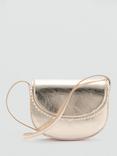 Mango Aila Metallic Pearl Trim Crossbody Bag, Gold