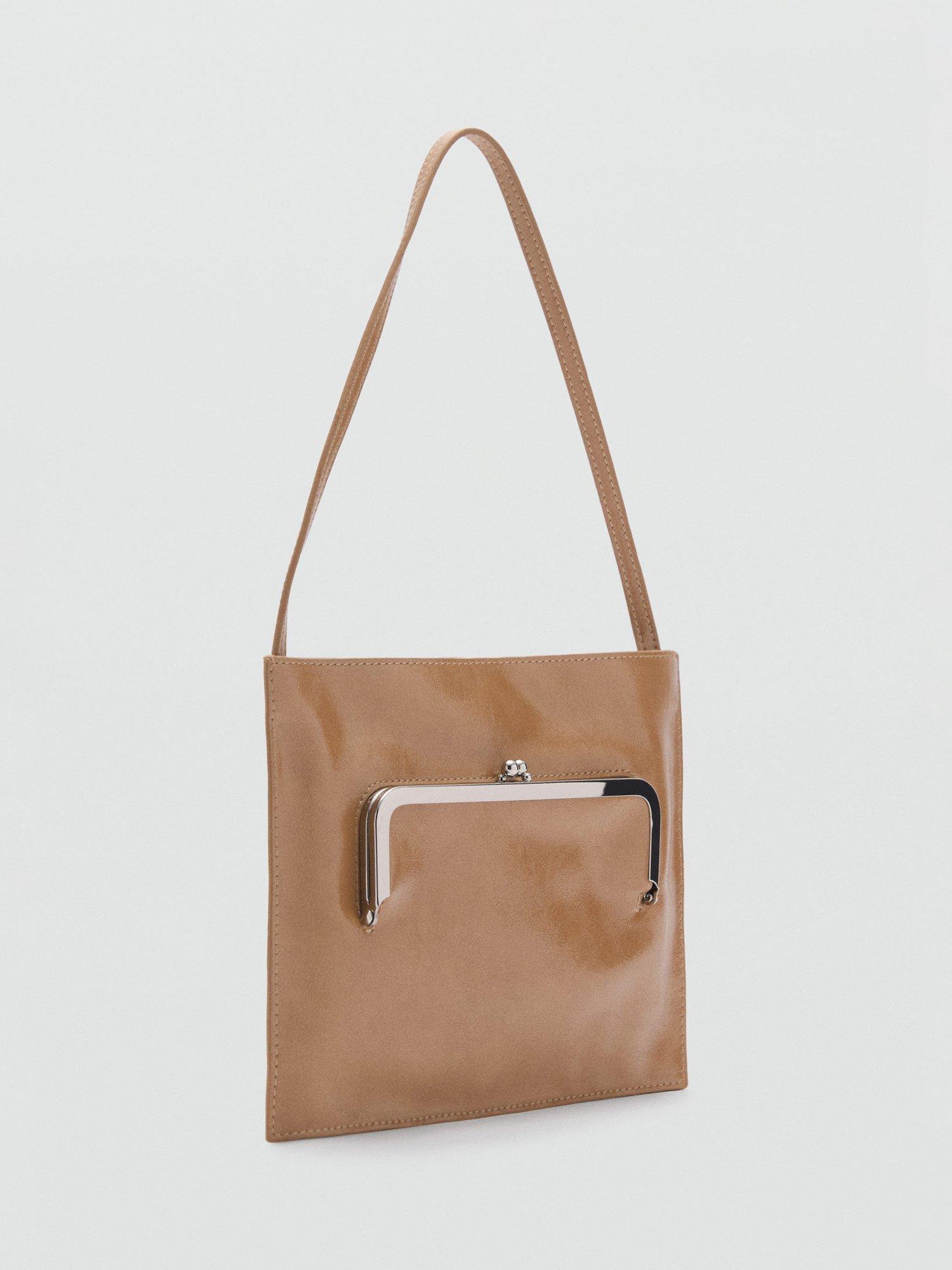 Product image 2 of 4, which shows Mango Anya Clasp Pouch Shoulder Bag, Tan