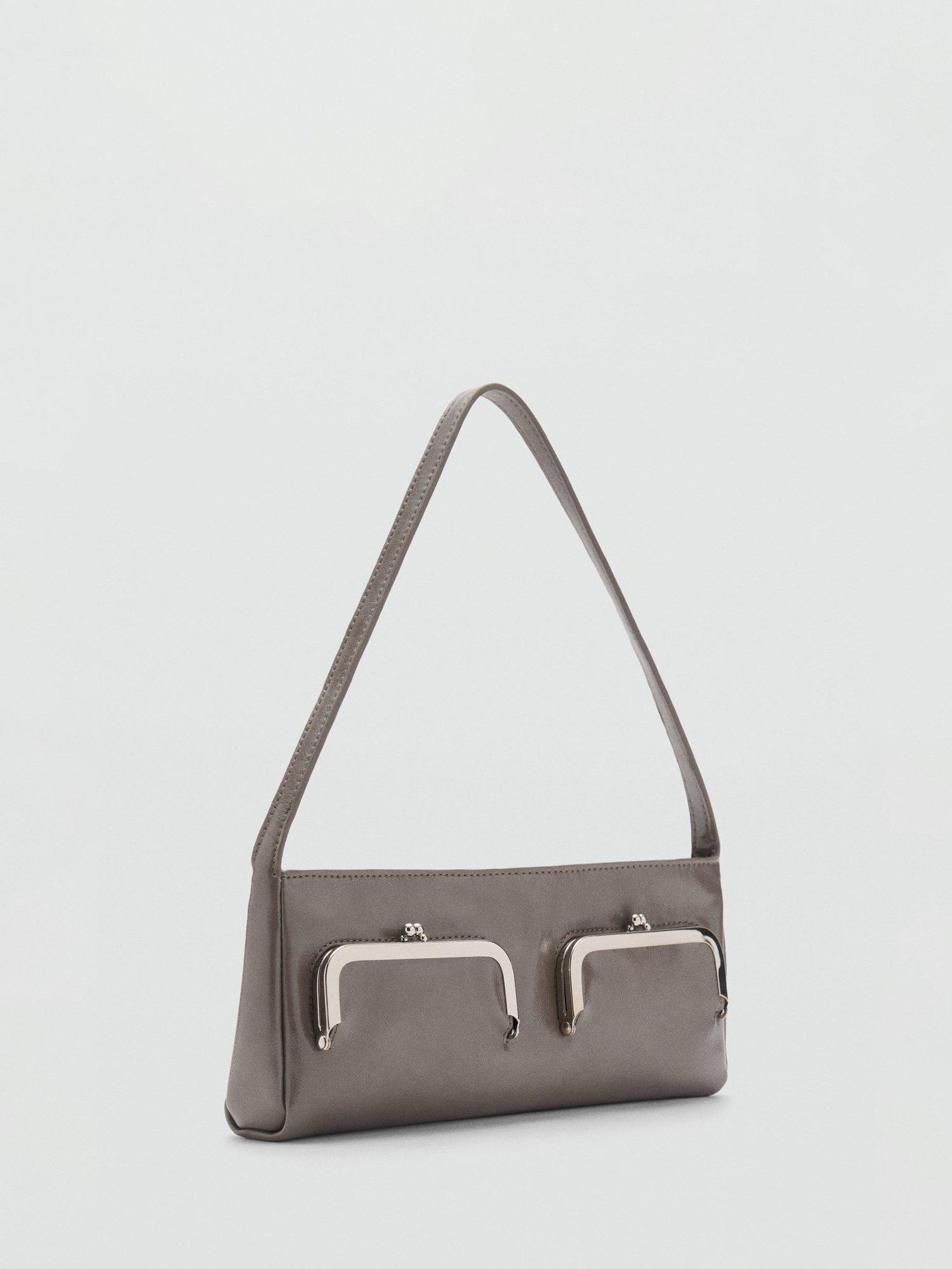 Product image 2 of 4, which shows Mango Anya Clasp Pouch Rectangular Shoulder Bag, Grey