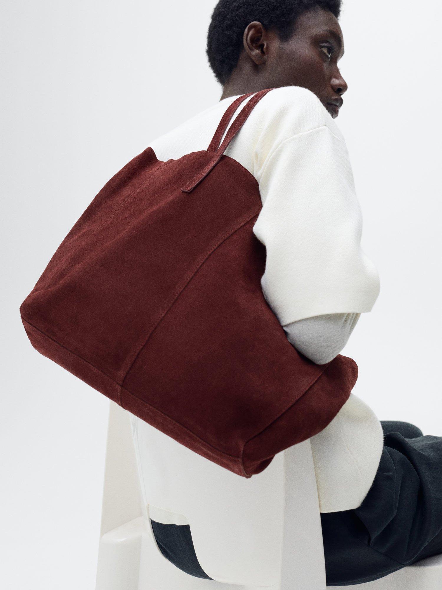 Product image 3 of 7, which shows Mango Bassi Suede Bag, Red